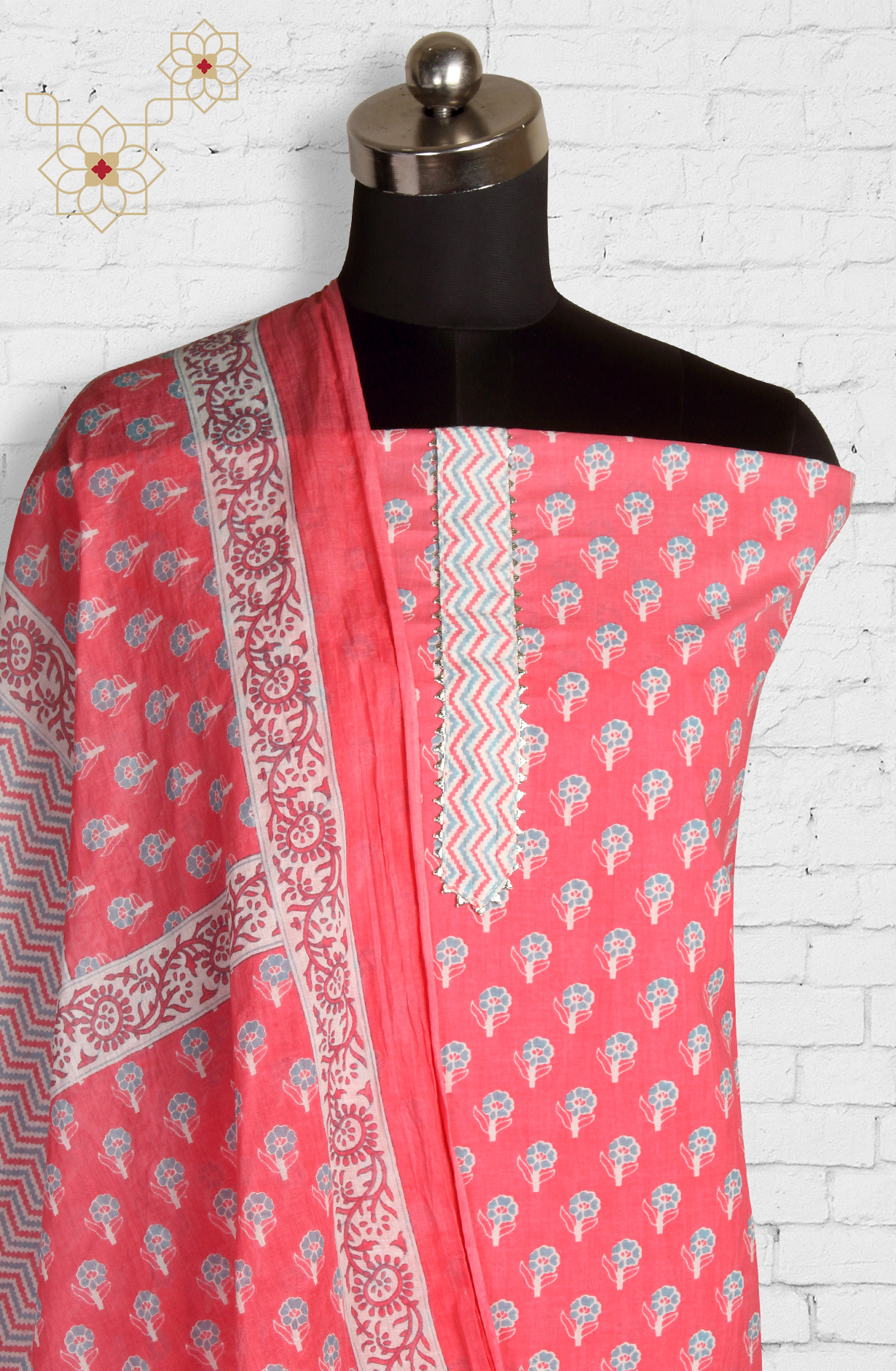 Pink Cotton Printed Unstitched Salwar Dress Material - 693-MSC22515