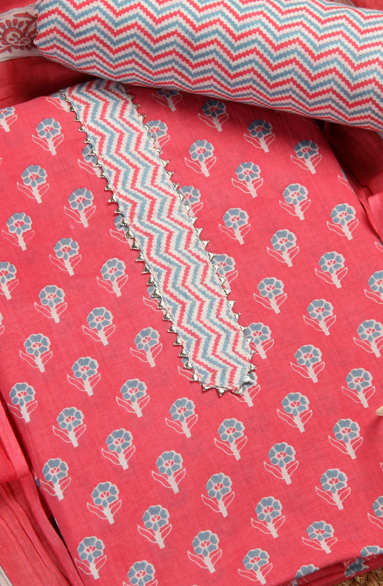 Pink Cotton Printed Unstitched Salwar Dress Material - 693-MSC22515