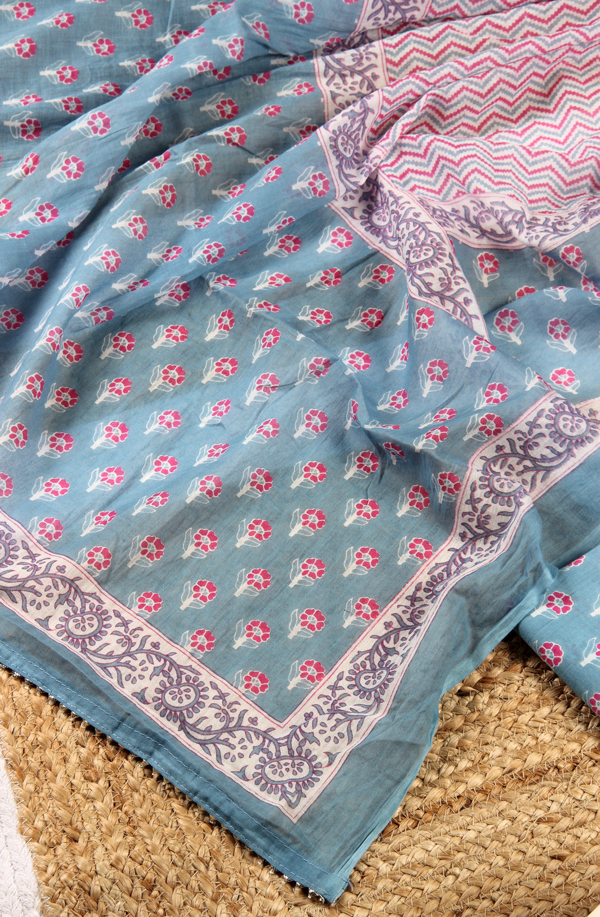 Grey Cotton Printed Unstitched Salwar Dress Material - 693-MSC22515A