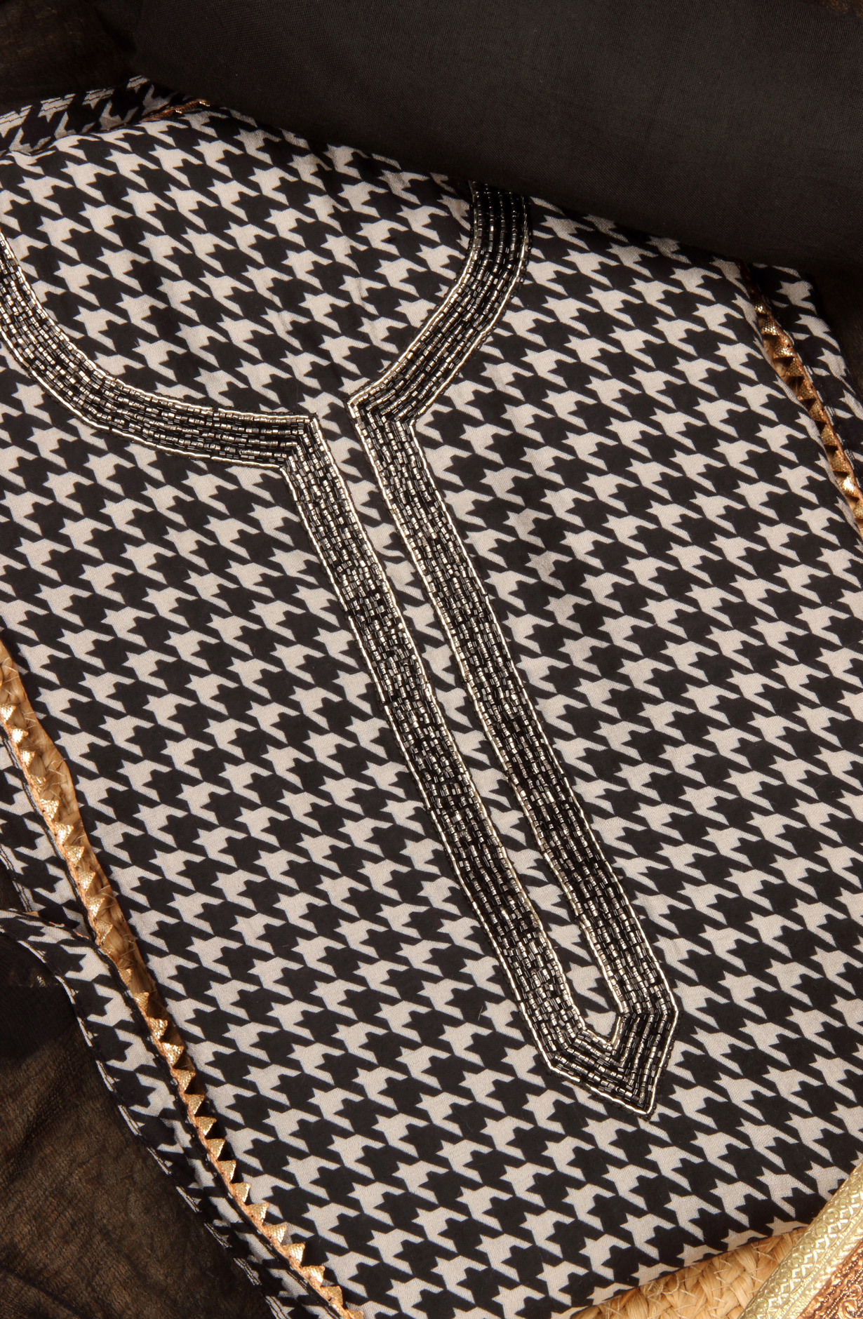 Black Chanderi Salwar Suit with Chiffon Dupatta - 693-MSC22534