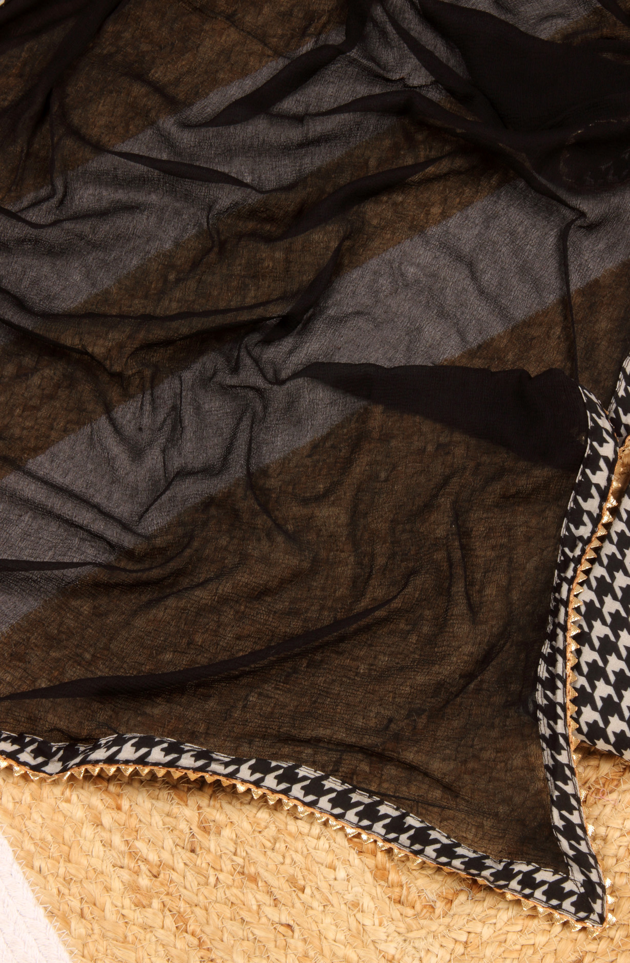 Black Chanderi Salwar Suit with Chiffon Dupatta - 693-MSC22534