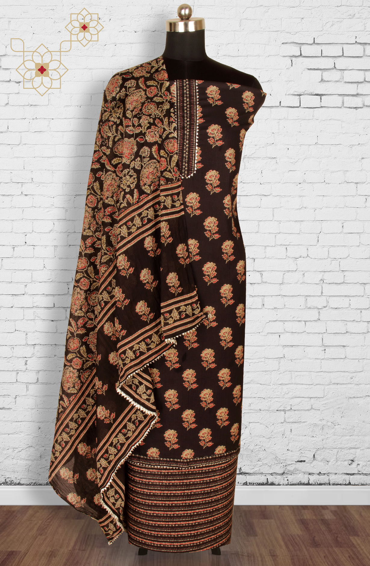 Coffee Brown Cotton Unstitched Printed Salwar Dress Material - 693-MSC22545A