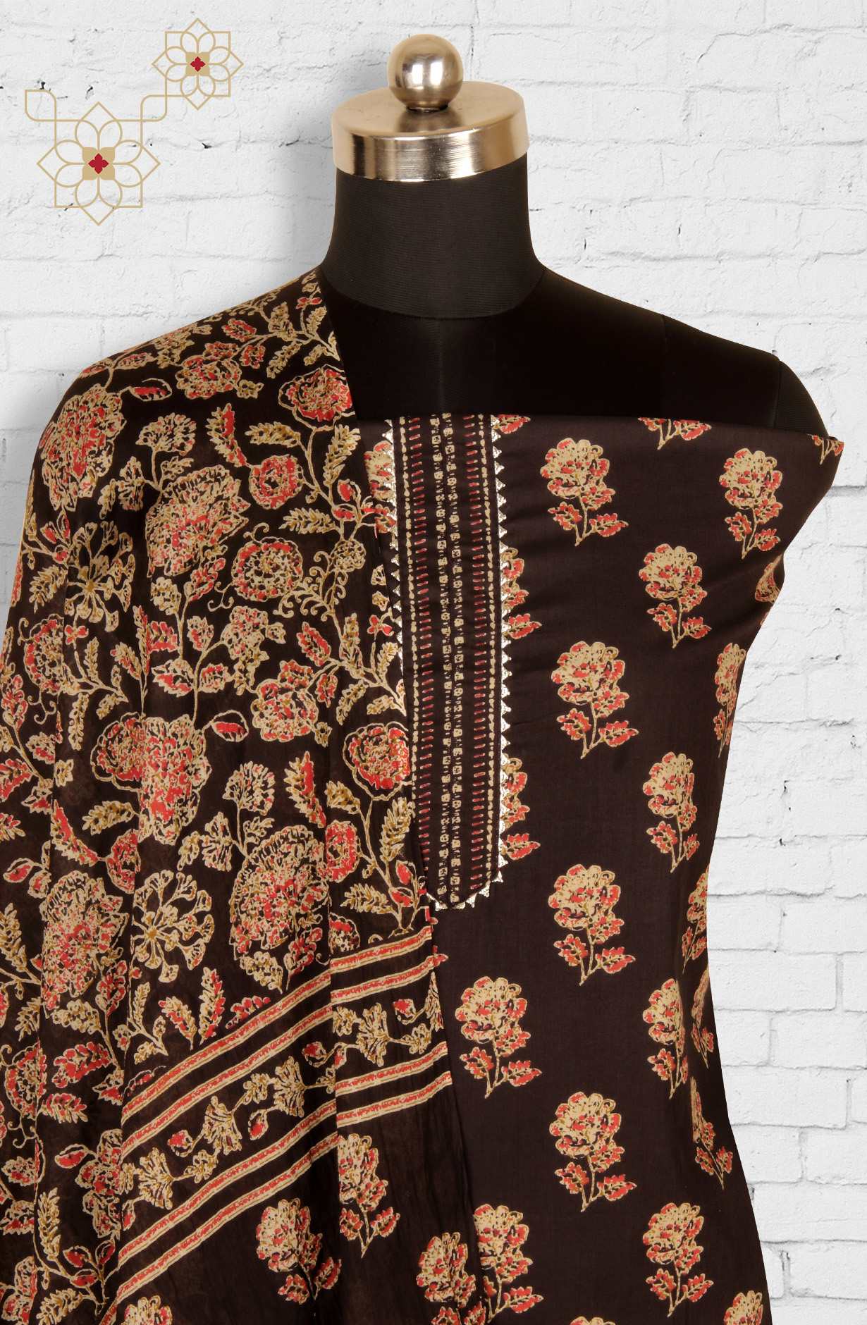 Coffee Brown Cotton Unstitched Printed Salwar Dress Material - 693-MSC22545A