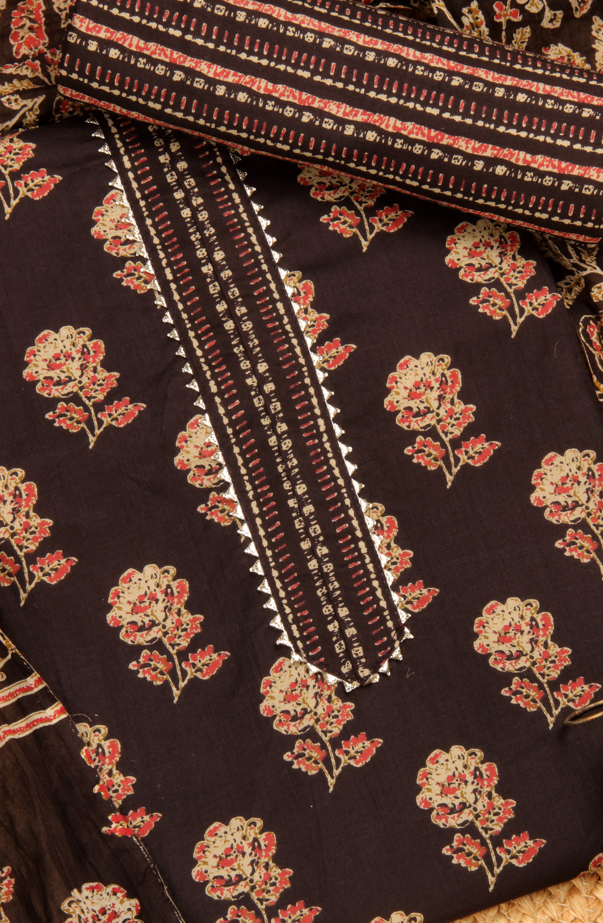 Coffee Brown Cotton Unstitched Printed Salwar Dress Material - 693-MSC22545A