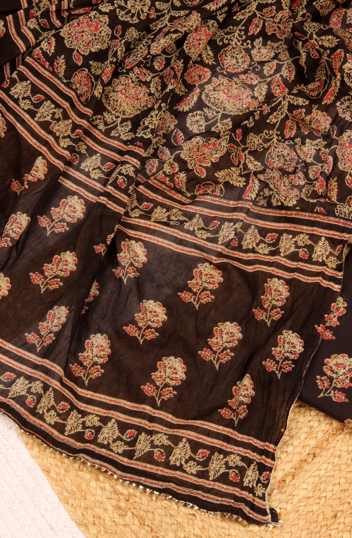 Coffee Brown Cotton Unstitched Printed Salwar Dress Material - 693-MSC22545A