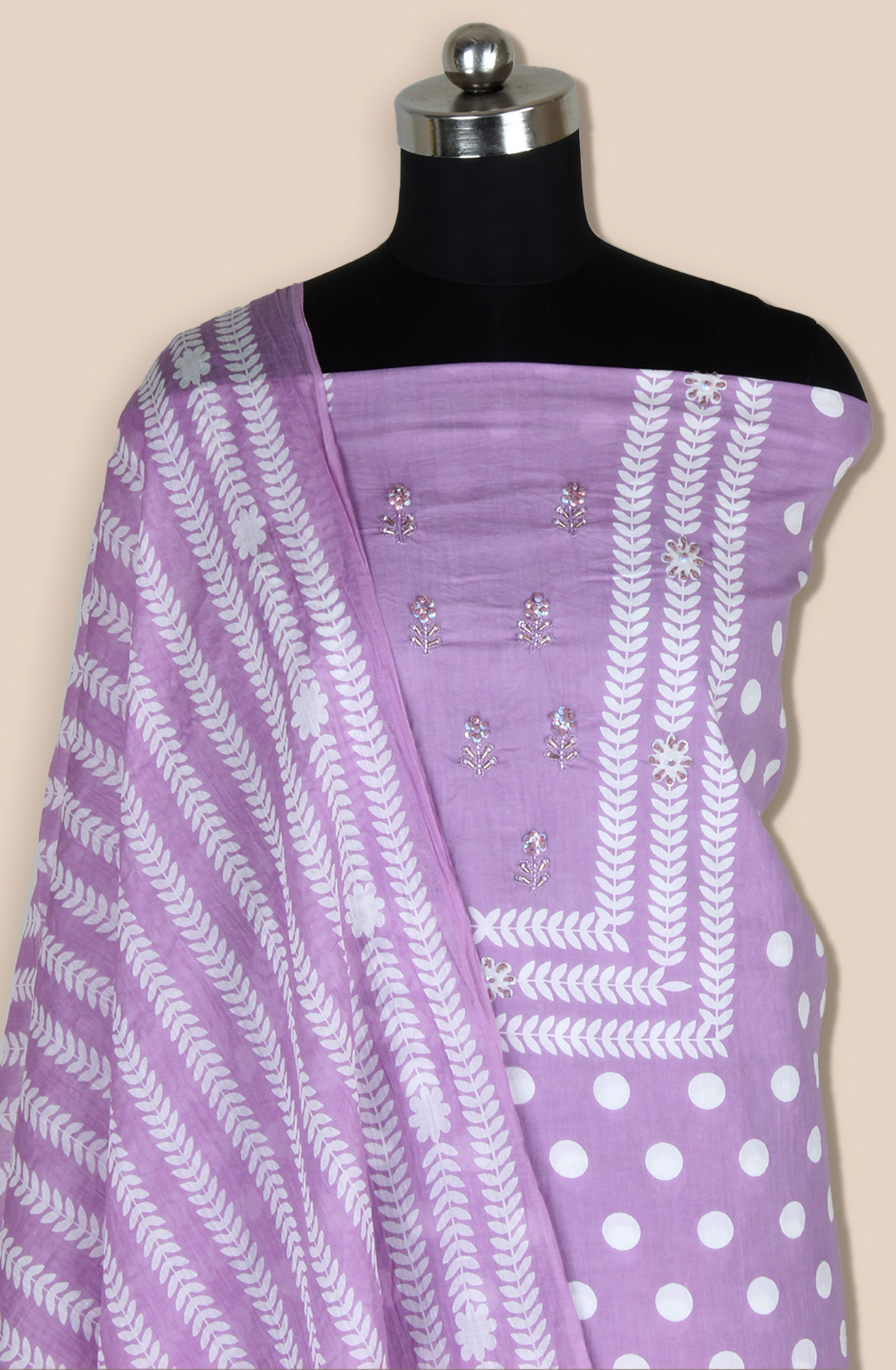 Purple Cotton Unstitched Printed Salwar Dress Material - 693-MSC22861