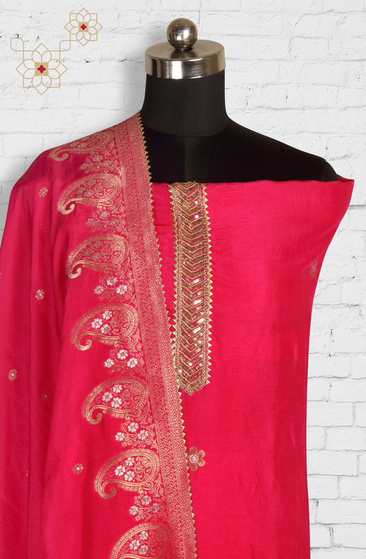 Rani Pink Beautiful Silk Salwar Suit with Banarasi Dupatta - 693-PFJ4082-1A