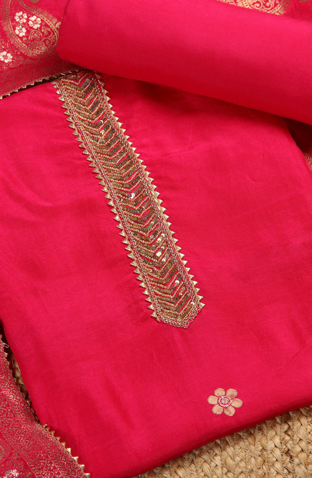 Rani Pink Beautiful Silk Salwar Suit with Banarasi Dupatta - 693-PFJ4082-1A