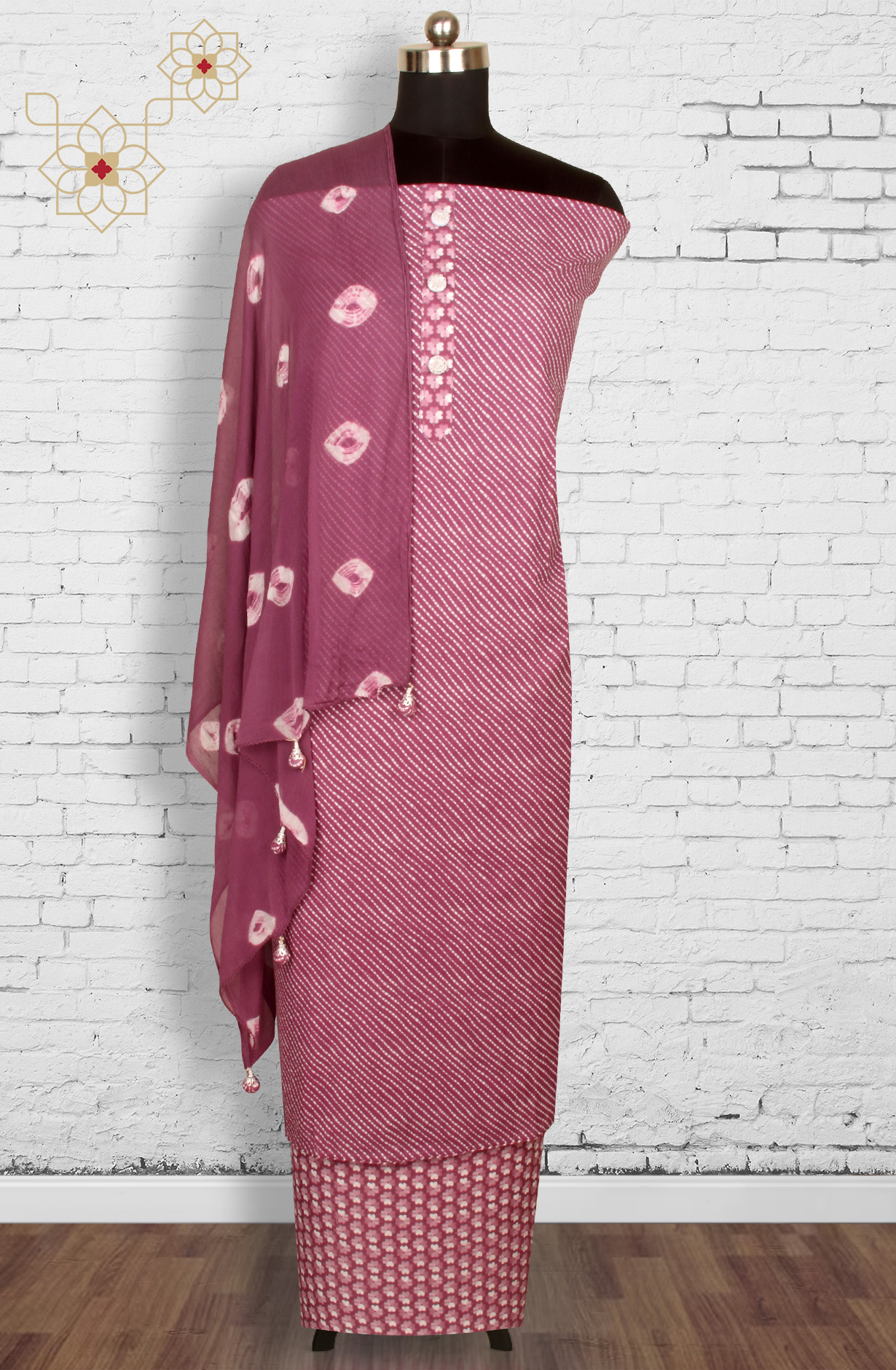 Purple Cotton Printed Unstitched Salwar Suit with Chiffon Dupatta - 693-PFJ4498