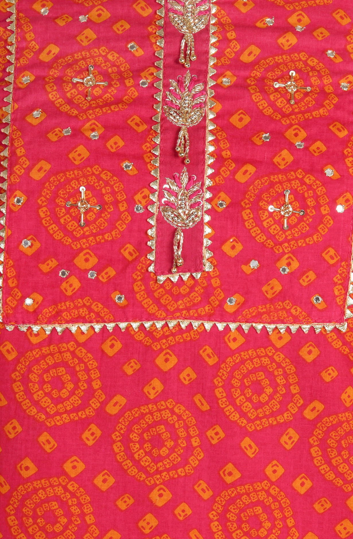 Orange Cotton Bandhej Print Salwar Suit with Chiffon Dupatta - 693-RTJ29076