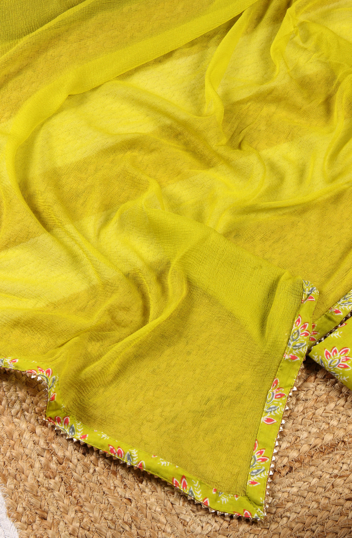 Parrot Green Cotton Printed Salwar Kameez with Chiffon Dupatta - 693-RTJ29124