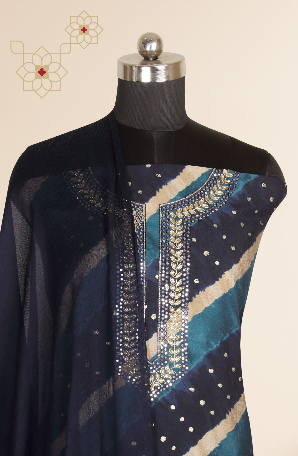 Multicolor Modal Silk Unstitched Suit with Chiffon Dupatta - 693-RVC7276