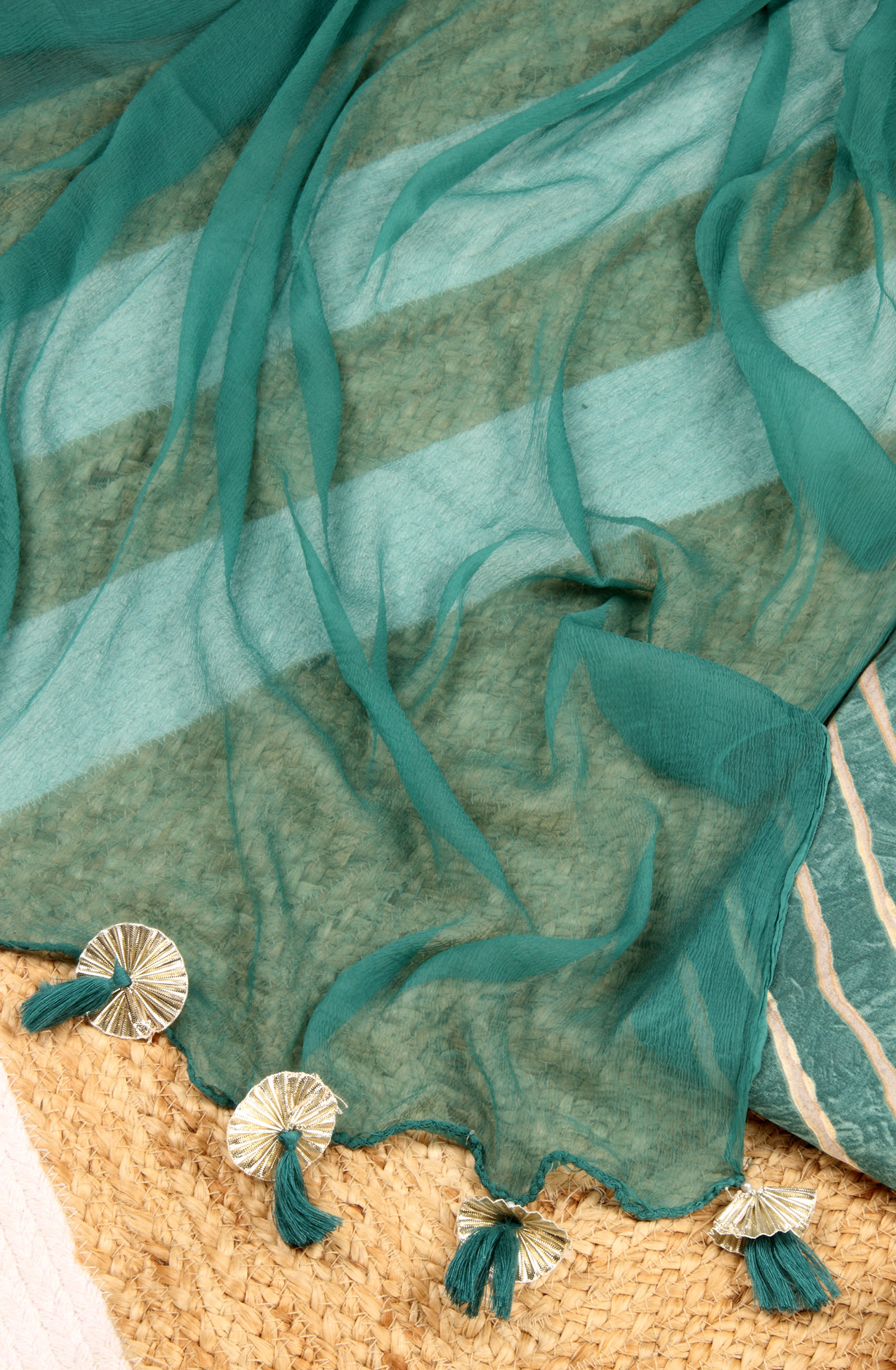 Green Modal Festive Salwar Suit with Chiffon Dupatta - 693-RVC7476