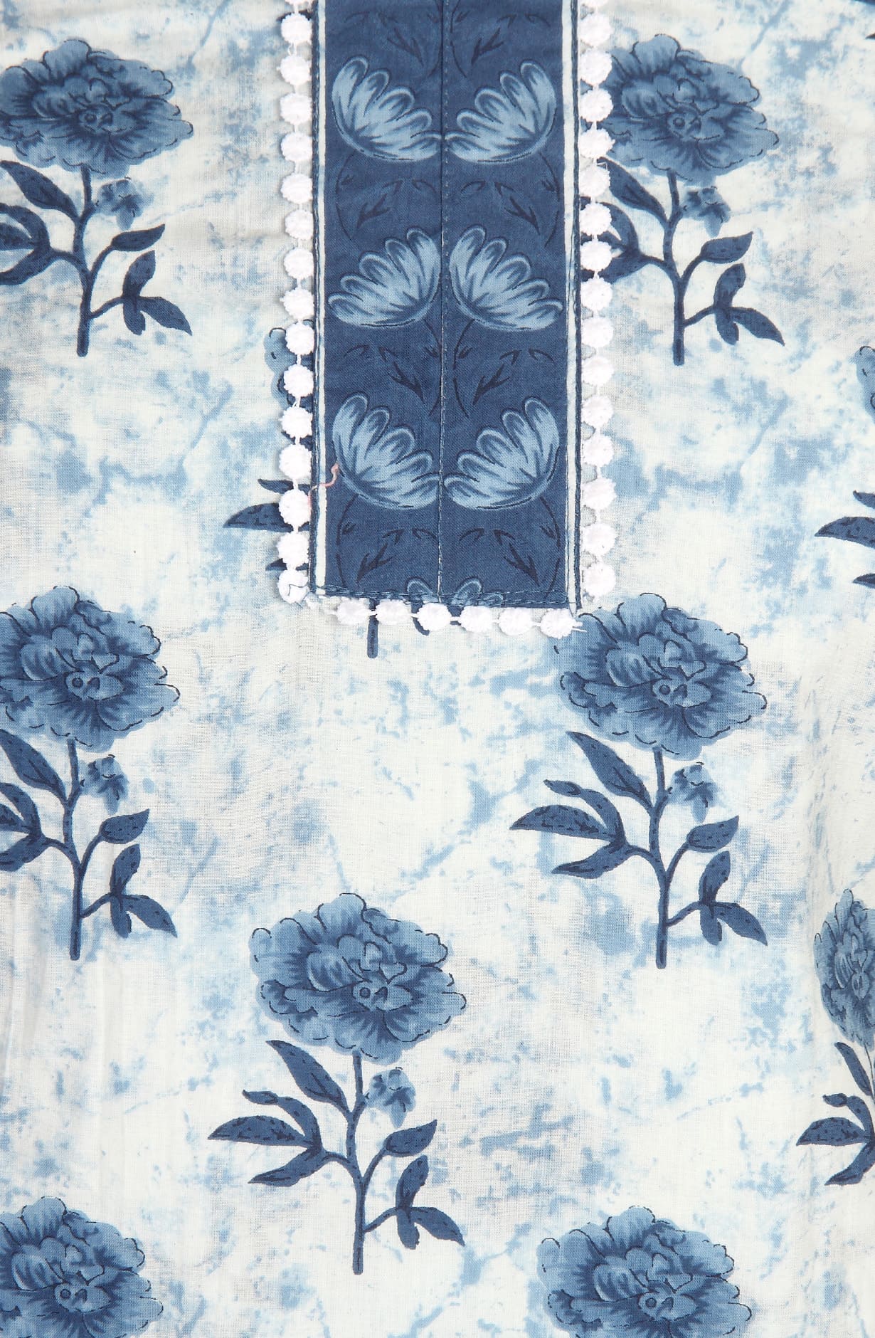 Blue White Cotton Unstitched Printed Salwar Kameez Suit-set - 693-RVCJ7205