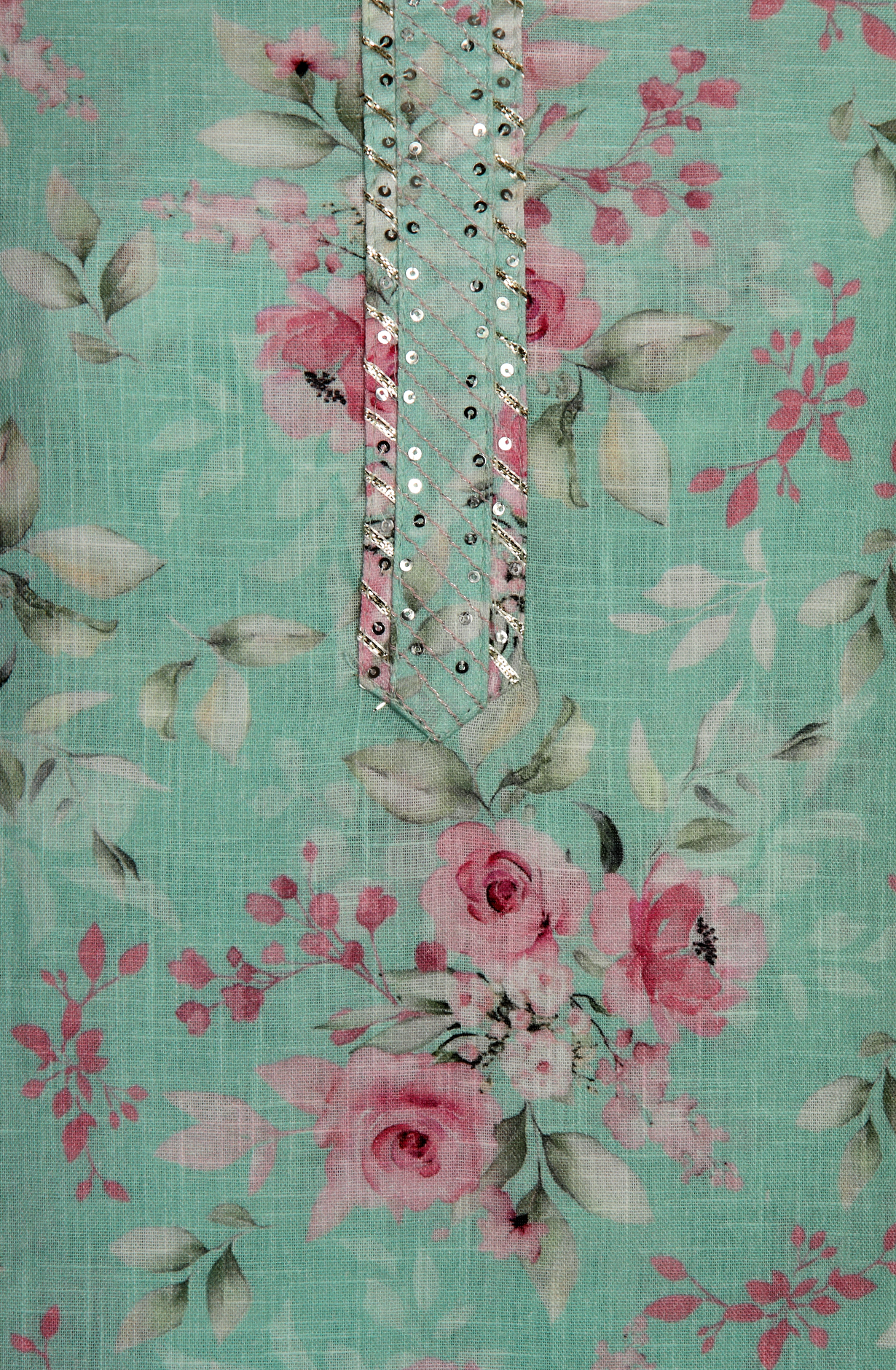 Sea Green Linen Digital Printed Salwar Suit with Chiffon Dupatta - 693-RVCJ7409