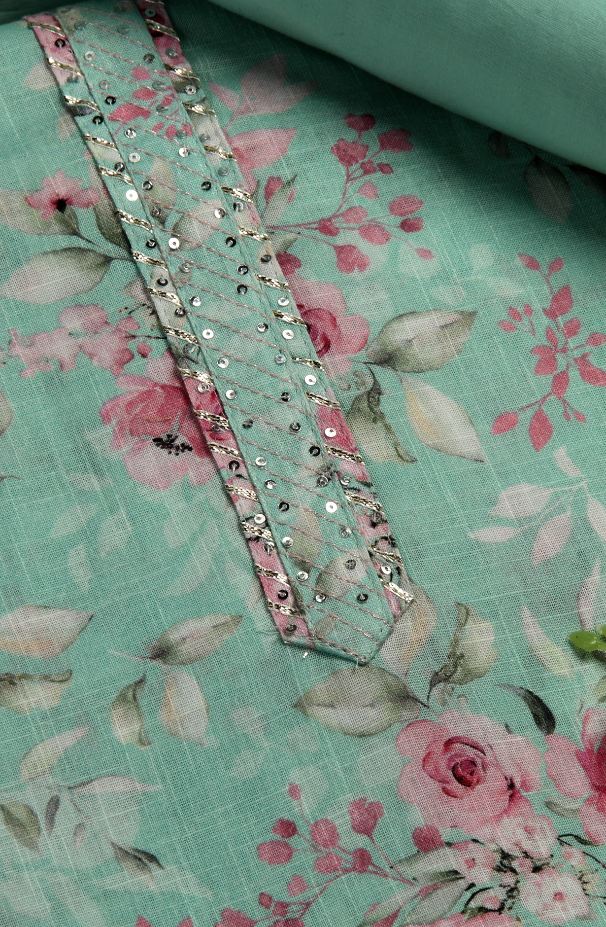 Sea Green Linen Digital Printed Salwar Suit with Chiffon Dupatta - 693-RVCJ7409