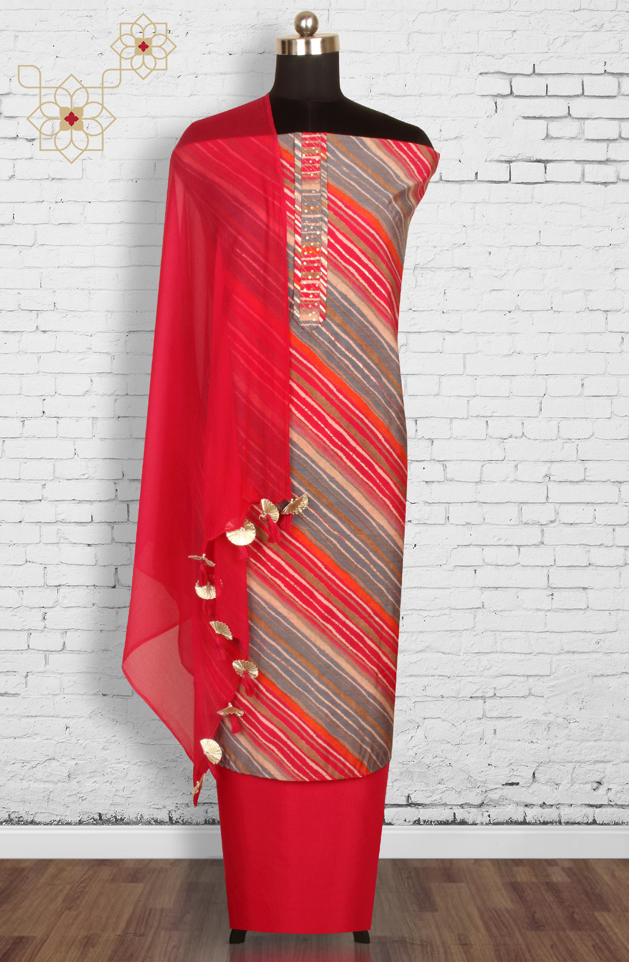 Multi-coloured Beautiful Modal Salwar Suit with Chiffon Dupatta - 693-RVCJ7453