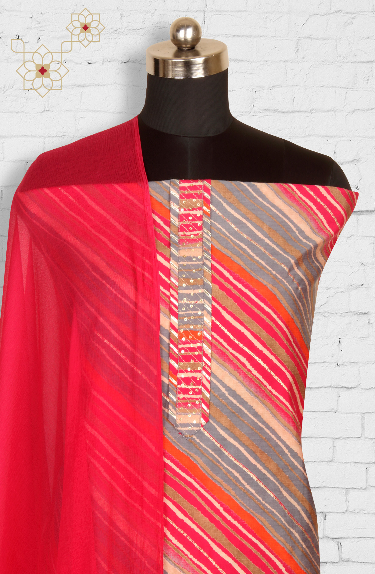 Multi-coloured Beautiful Modal Salwar Suit with Chiffon Dupatta - 693-RVCJ7453