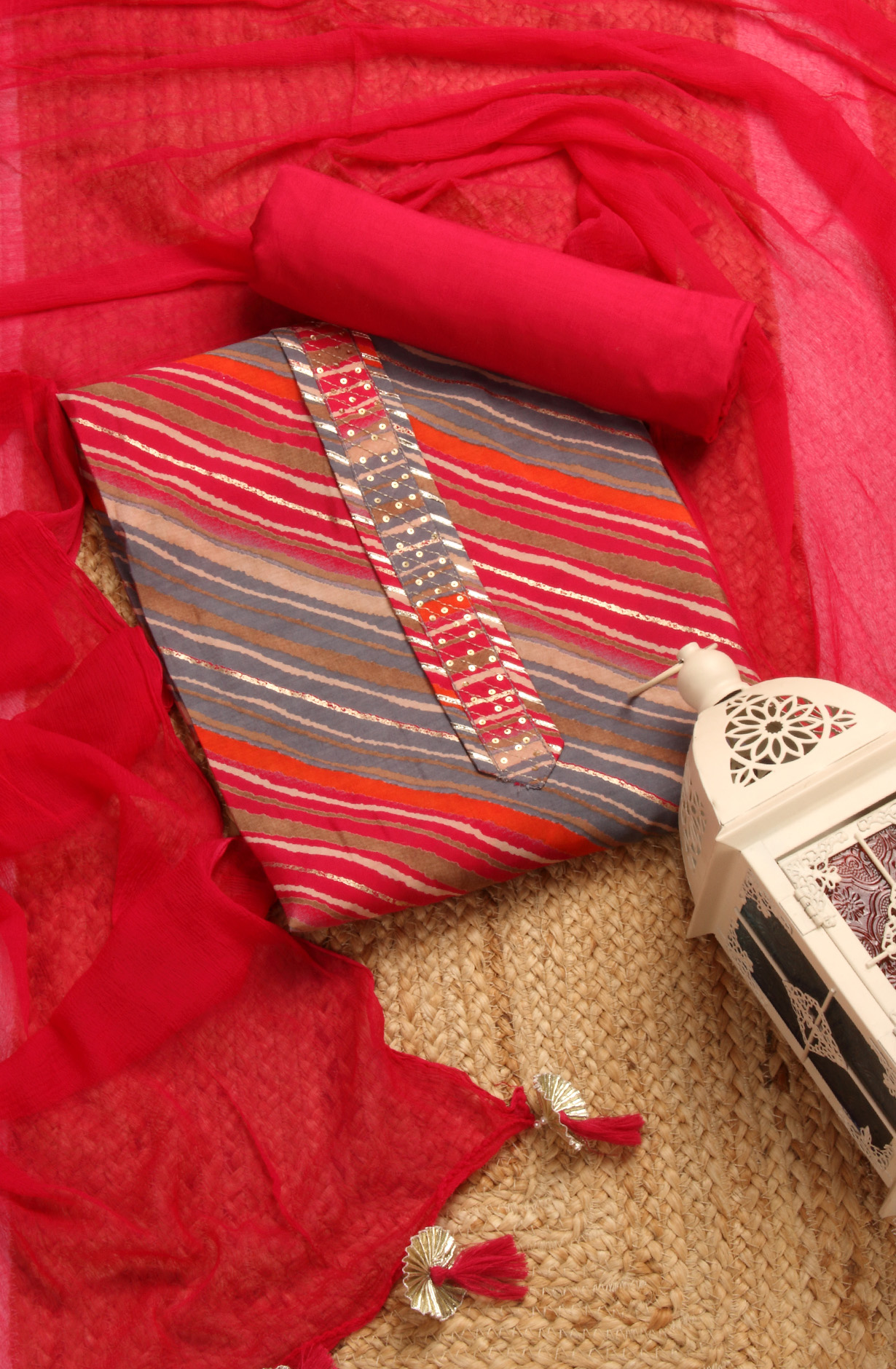 Multi-coloured Beautiful Modal Salwar Suit with Chiffon Dupatta - 693-RVCJ7453