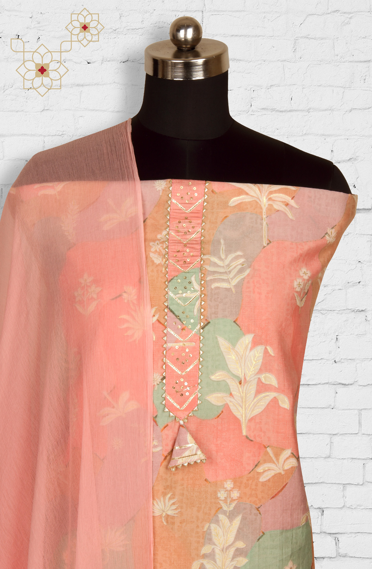 Peach Modal Salwar Suit with Chiffon Dupatta - 693-RVCJ7463A
