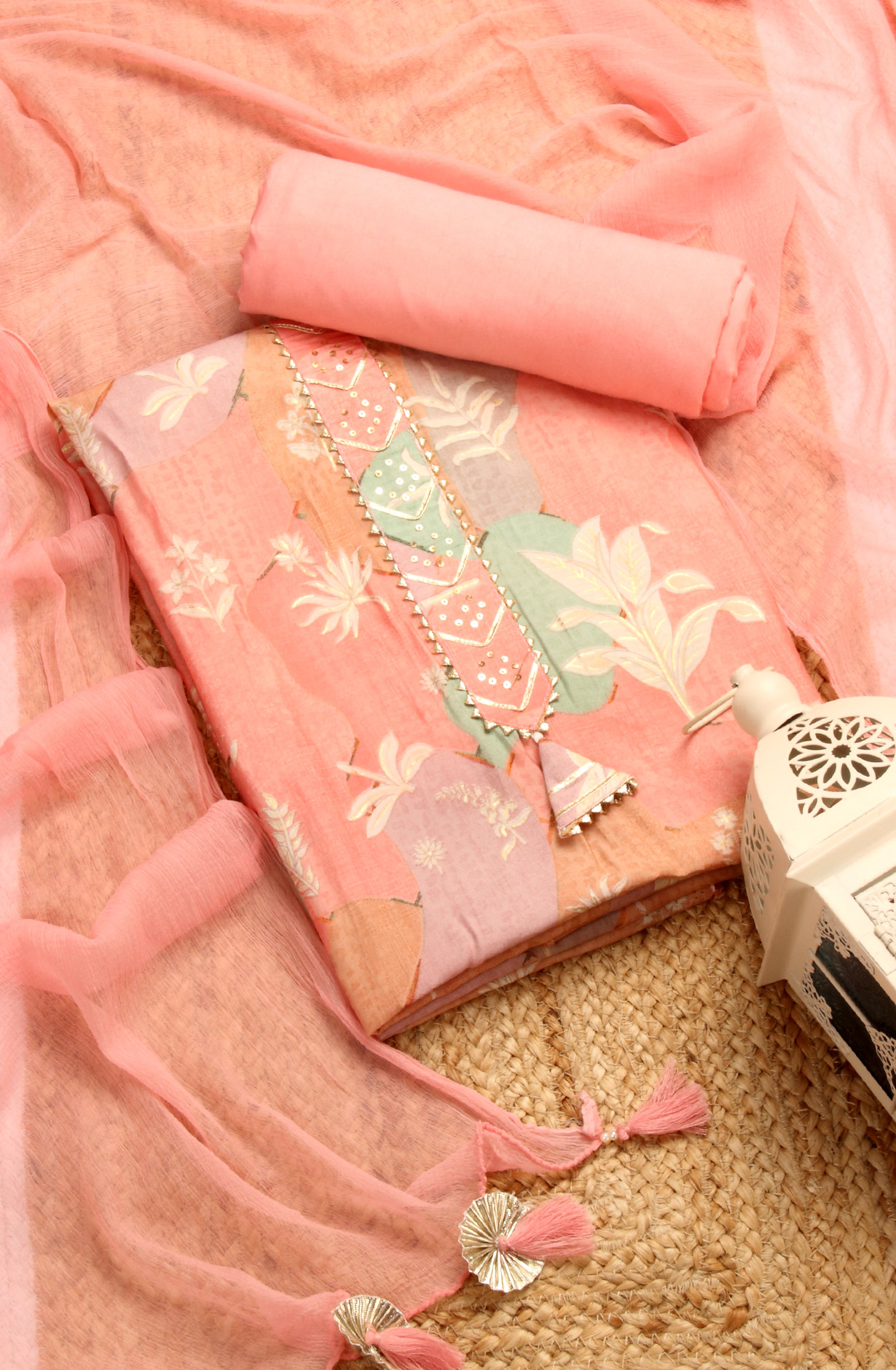 Peach Modal Salwar Suit with Chiffon Dupatta - 693-RVCJ7463A