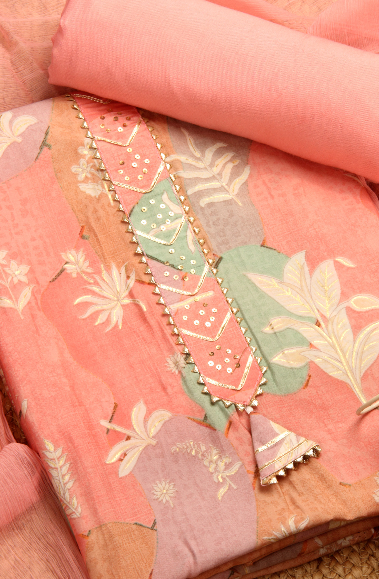 Peach Modal Salwar Suit with Chiffon Dupatta - 693-RVCJ7463A