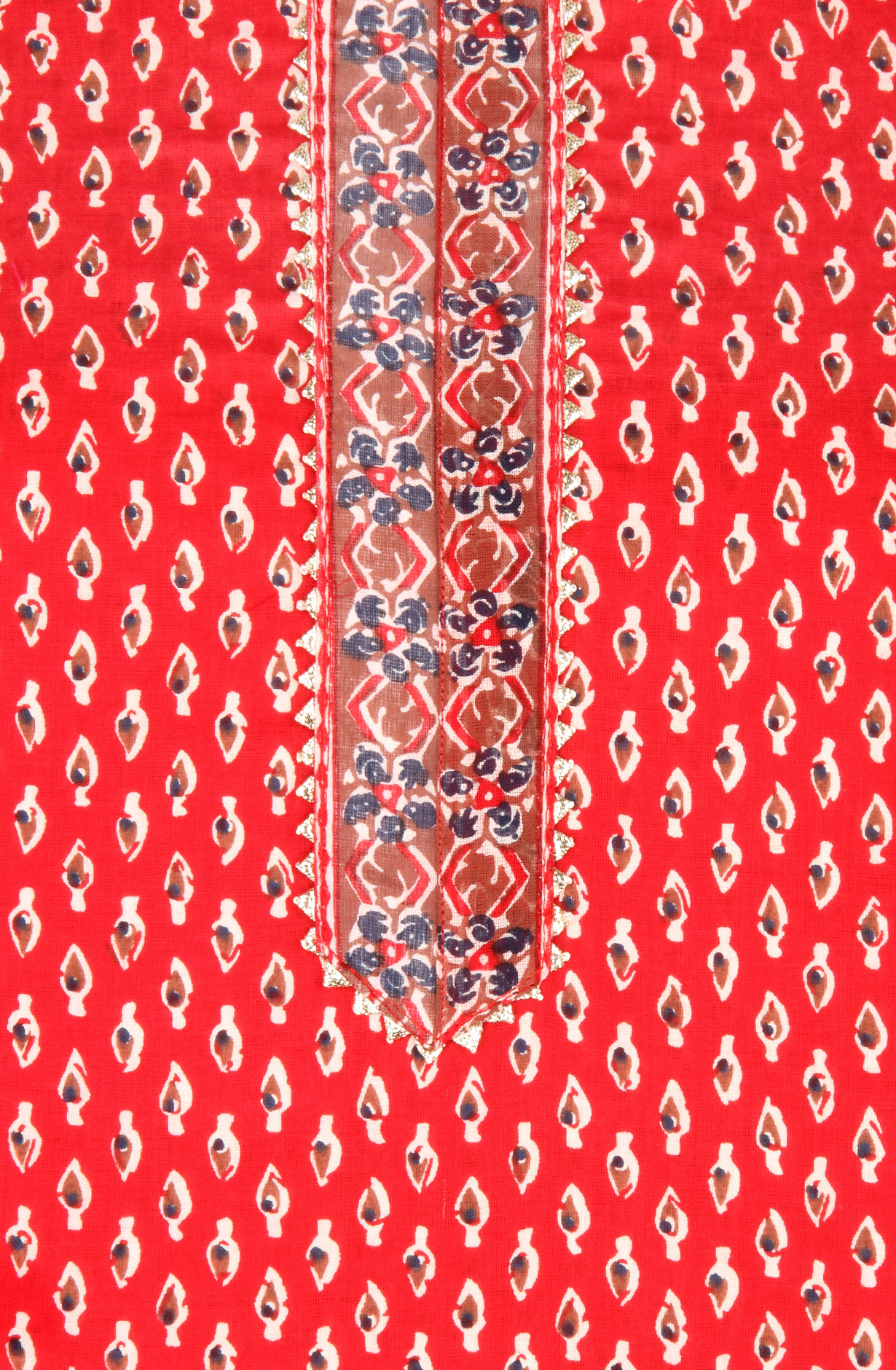 Red Cotton Unstitched Printed Salwar Dress Material - 693-RVCJ7475