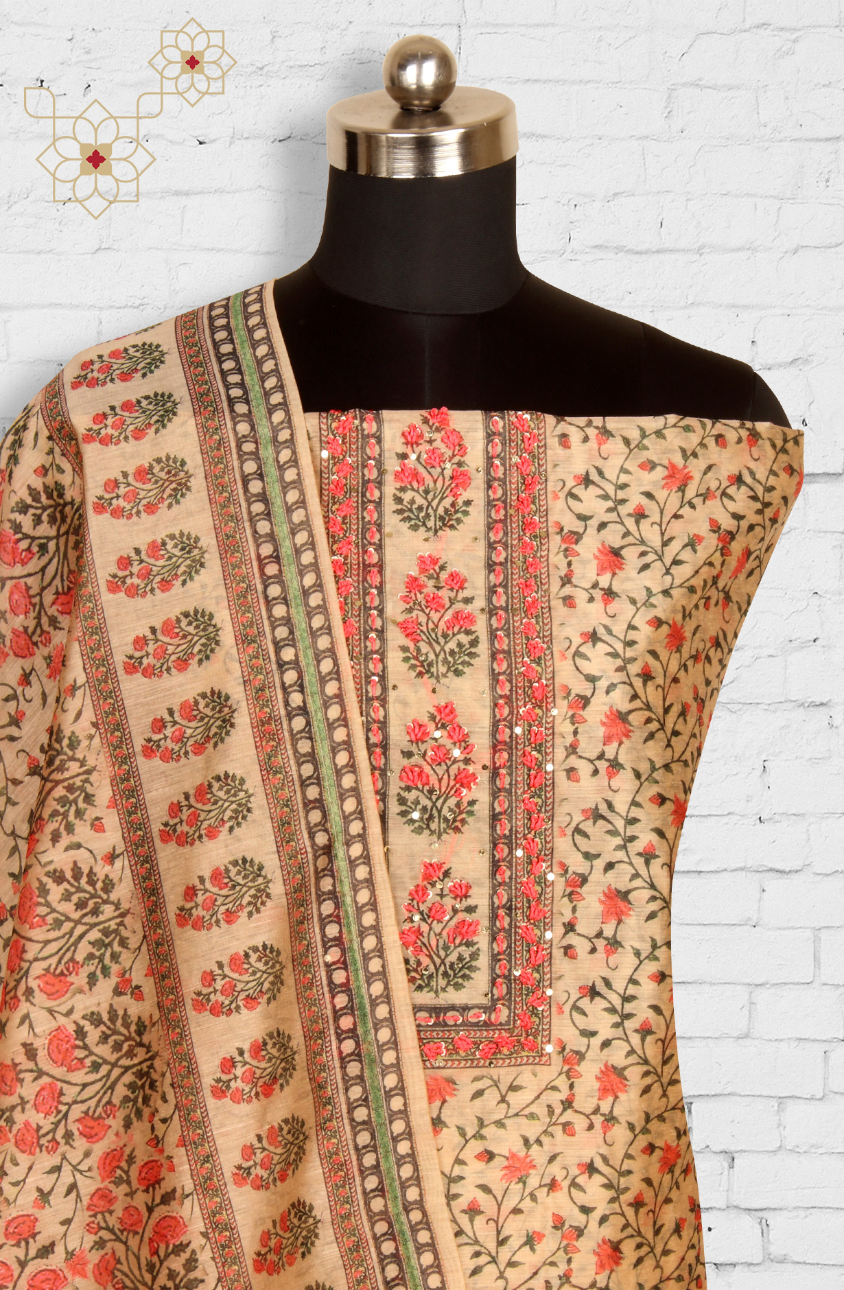 Brown Beautiful Chanderi Salwar Kameez with Dupatta - 693-STD12002-2A