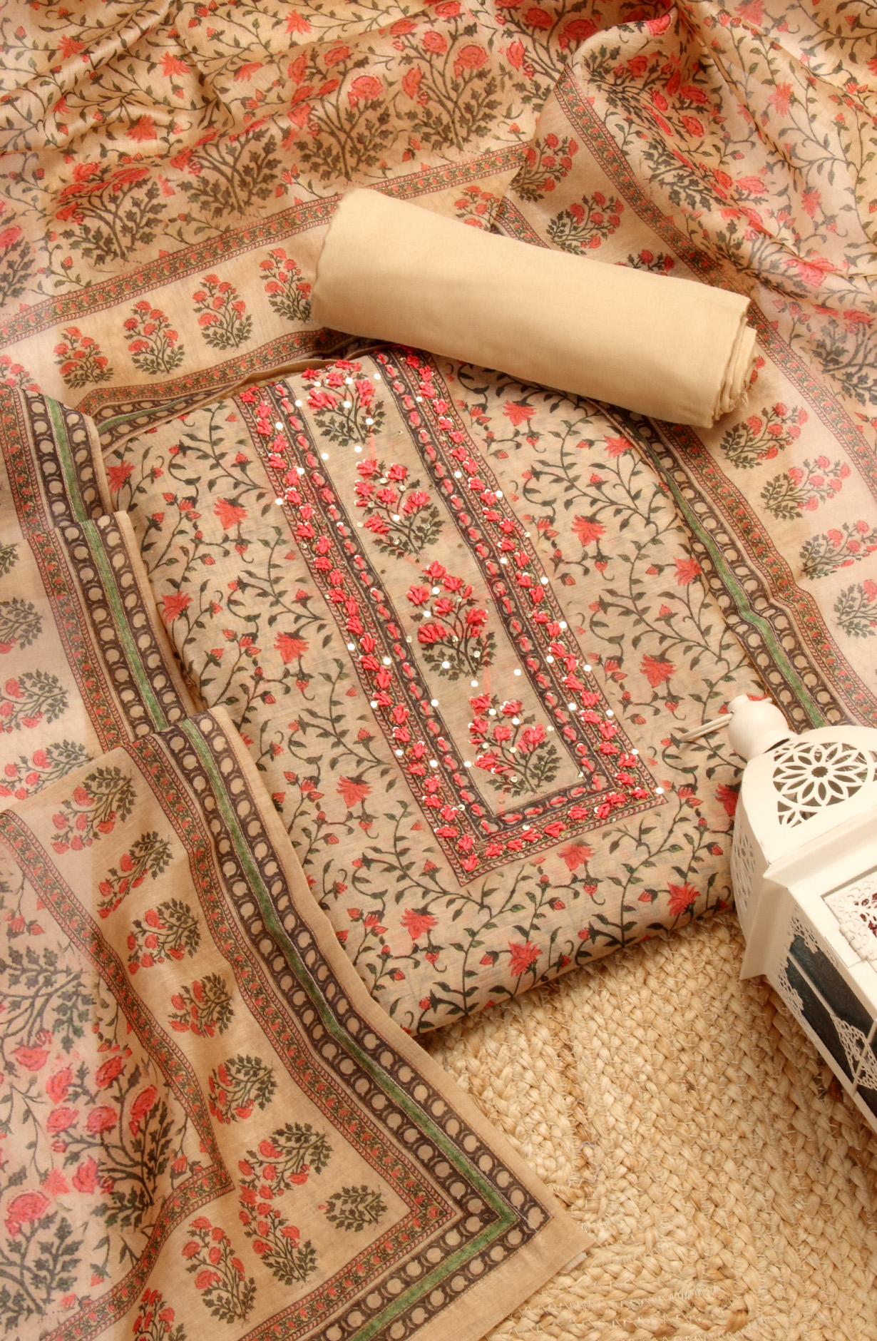 Brown Beautiful Chanderi Salwar Kameez with Dupatta - 693-STD12002-2A