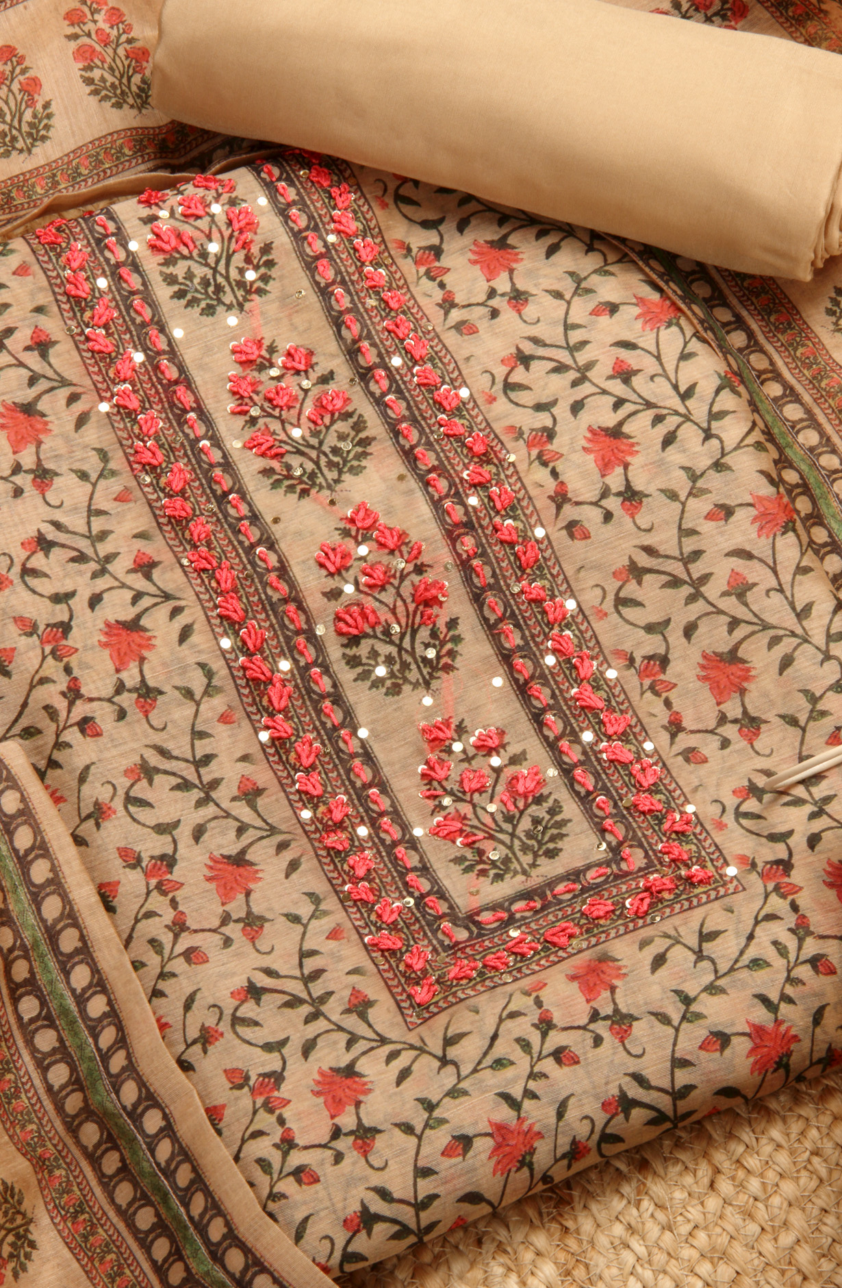 Brown Beautiful Chanderi Salwar Kameez with Dupatta - 693-STD12002-2A