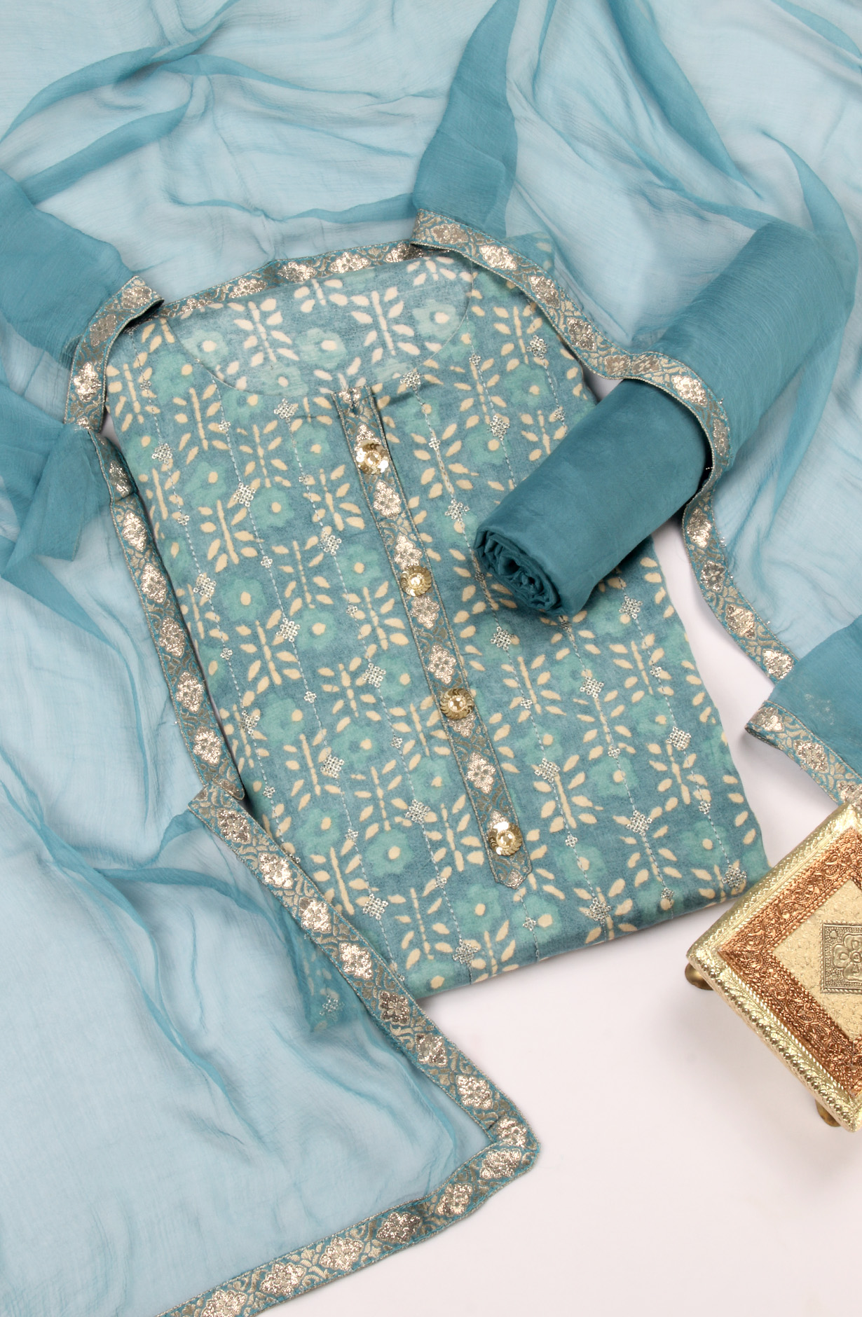 Teal Beautiful Modal Salwar Kameez with Chiffon Dupatta - 693-STD12009