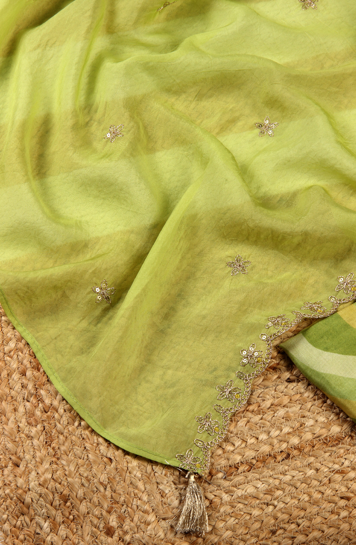 Parrot Green Beautiful Muslin Salwar Suit with Organza Dupatta - 693-SVA72031