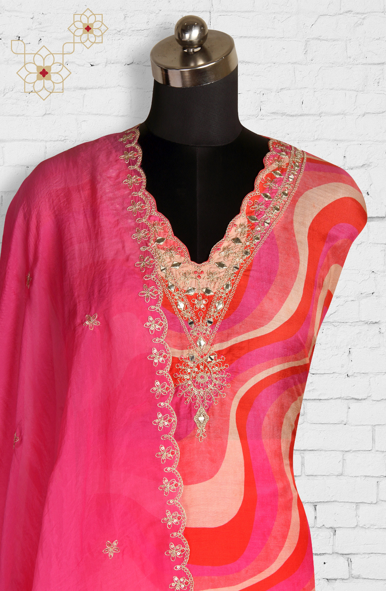 Pink Beautiful Muslin Salwar Suit with Organza Dupatta - 693-SVA72031A