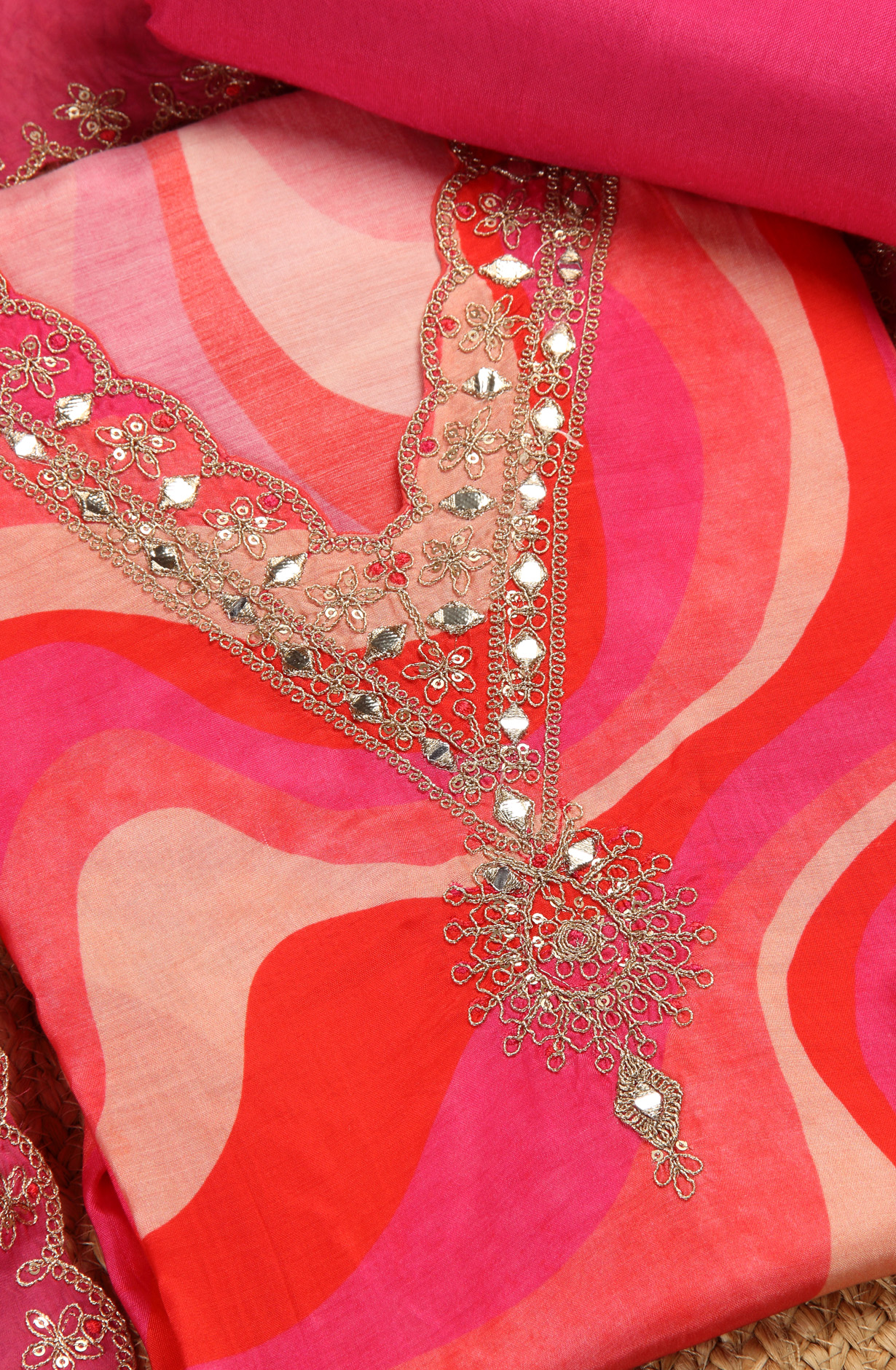 Pink Beautiful Muslin Salwar Suit with Organza Dupatta - 693-SVA72031A