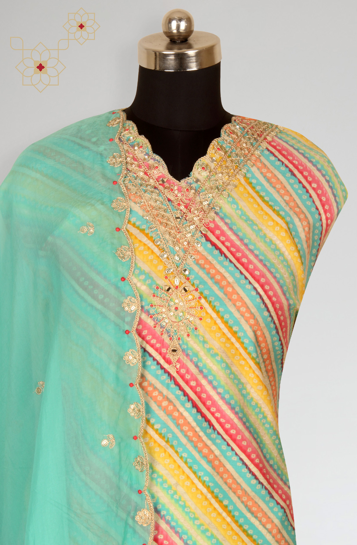 Multi-coloured Beautiful Modal Salwar Kameez with Organza Dupatta - 693-SVA72038