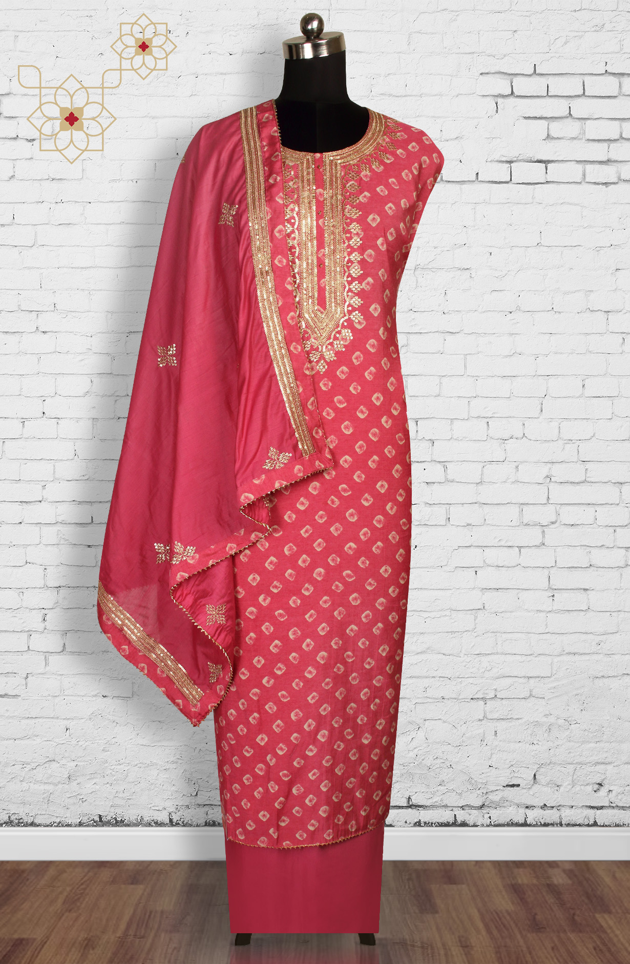 Pink Modal Printed Salwar Suit-sets - 693-TCA16015E