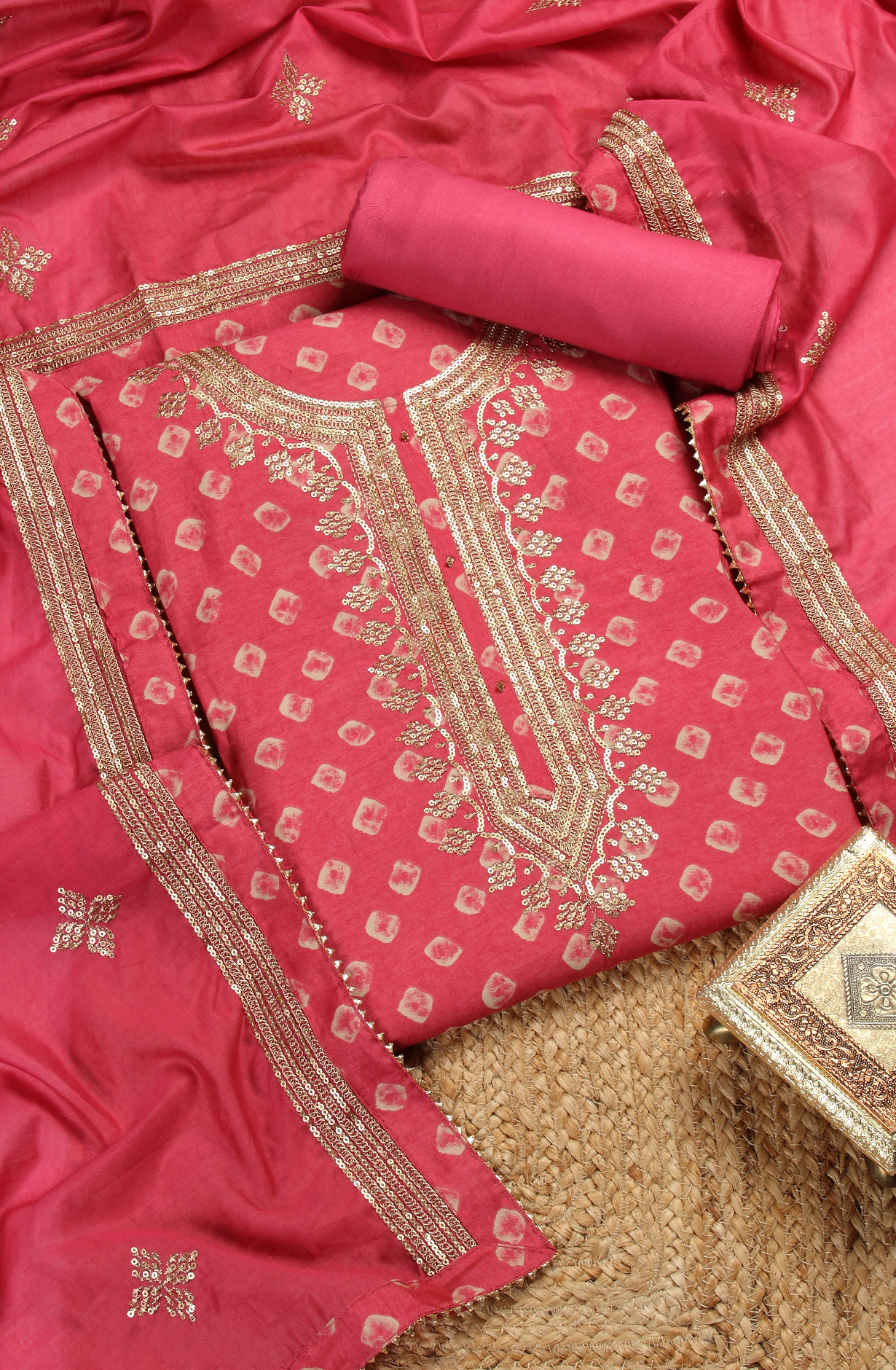 Pink Modal Printed Salwar Suit-sets - 693-TCA16015E