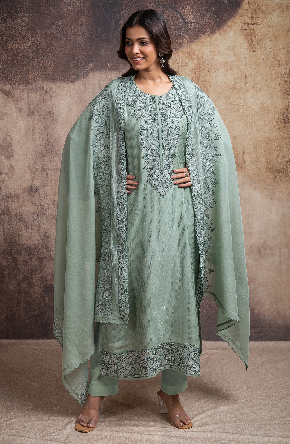 Rama Green Chanderi silk jacquard beautiful Suit Set with Dupatta - R157-SPR2698A