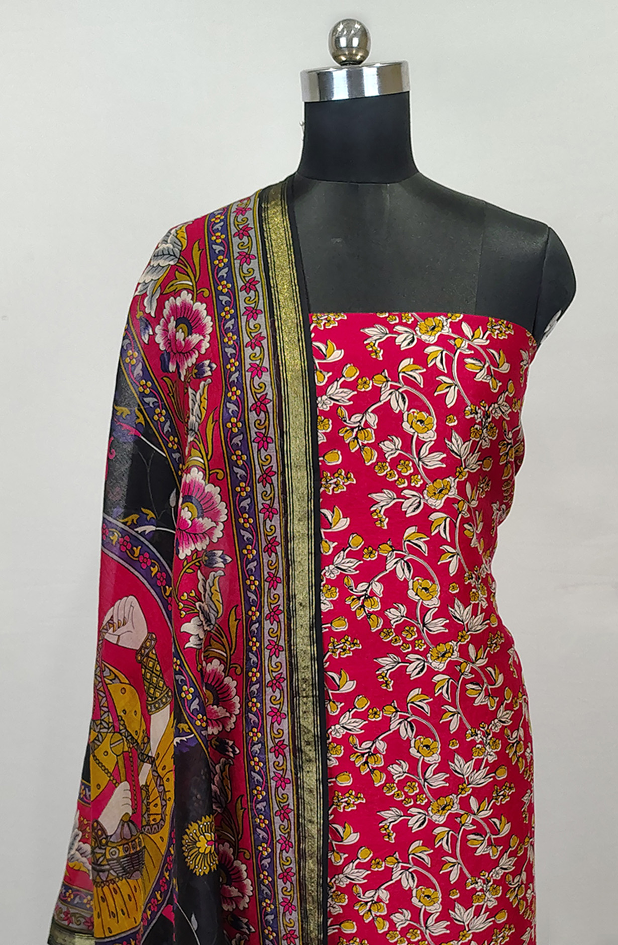Rani Printed Beautiful Maheshwari Unstitched Suit with Dupatta - 1027-MAHESHWARIPRT-6A