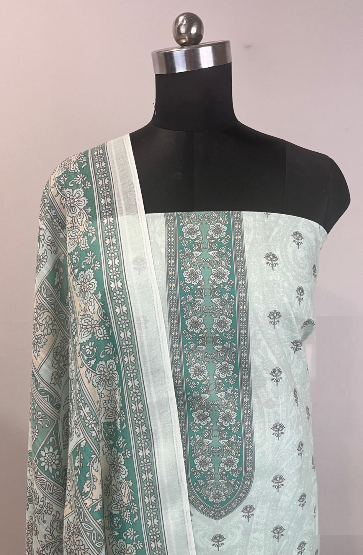 Green Cotton Beautiful Suit Set with Dupatta - NOOR1001