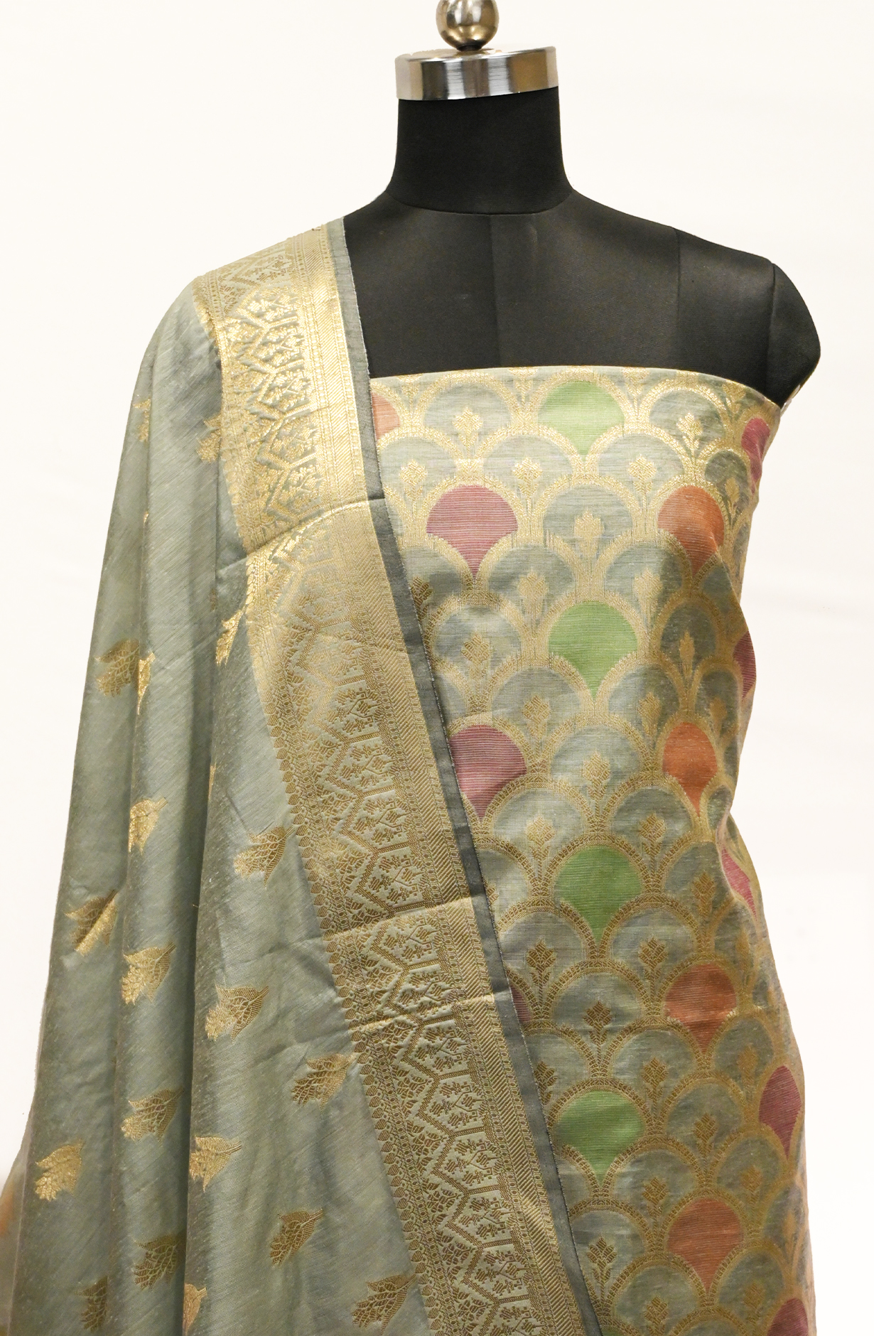 Sea Green Banarsi Suit Set with Dupatta - 1021-NMRMULTI-2C