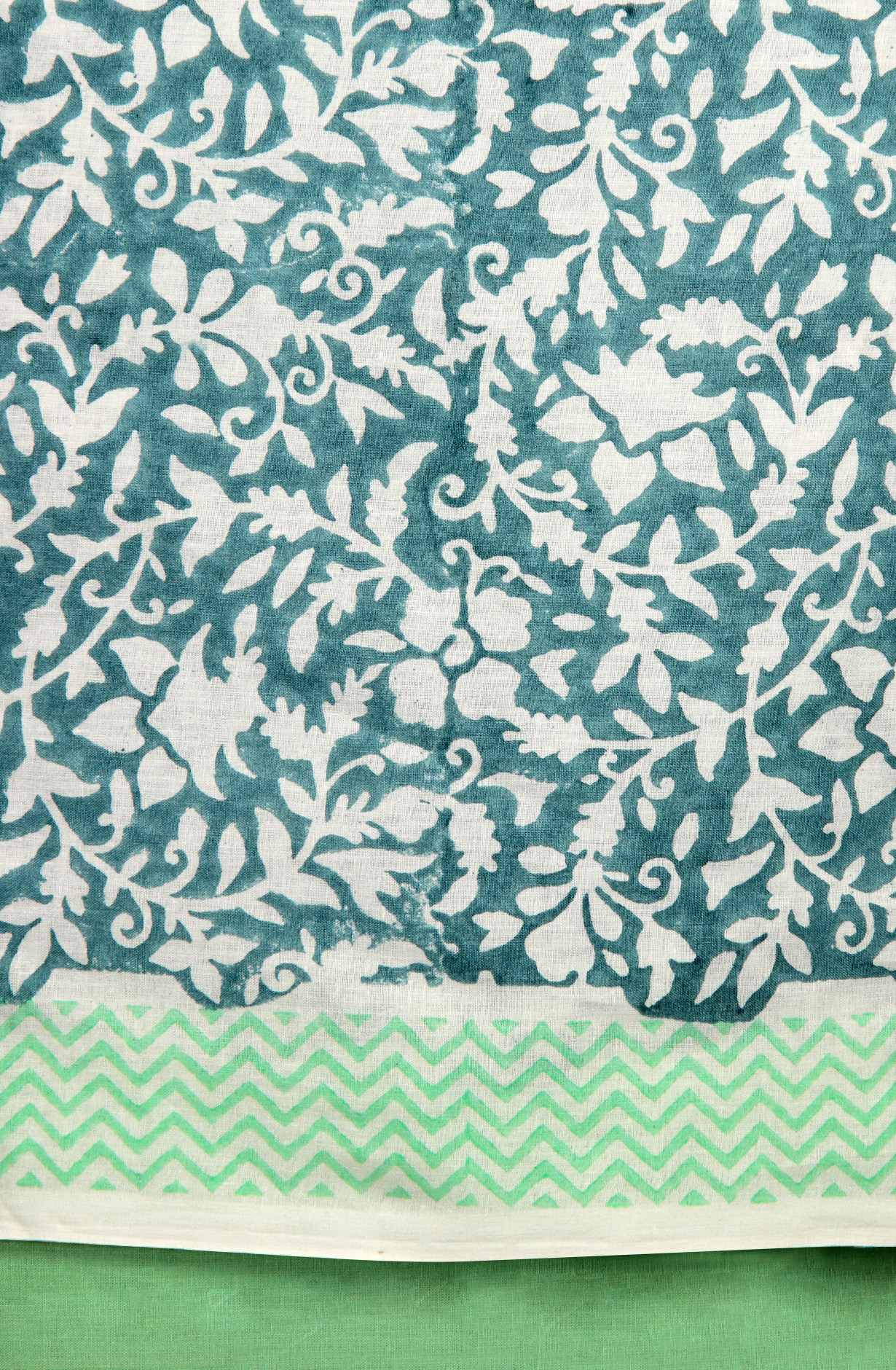 Teal and White Cotton Printed Unstitched Salwar Suit with Chiffon Dupatta - 721-LTSDS3