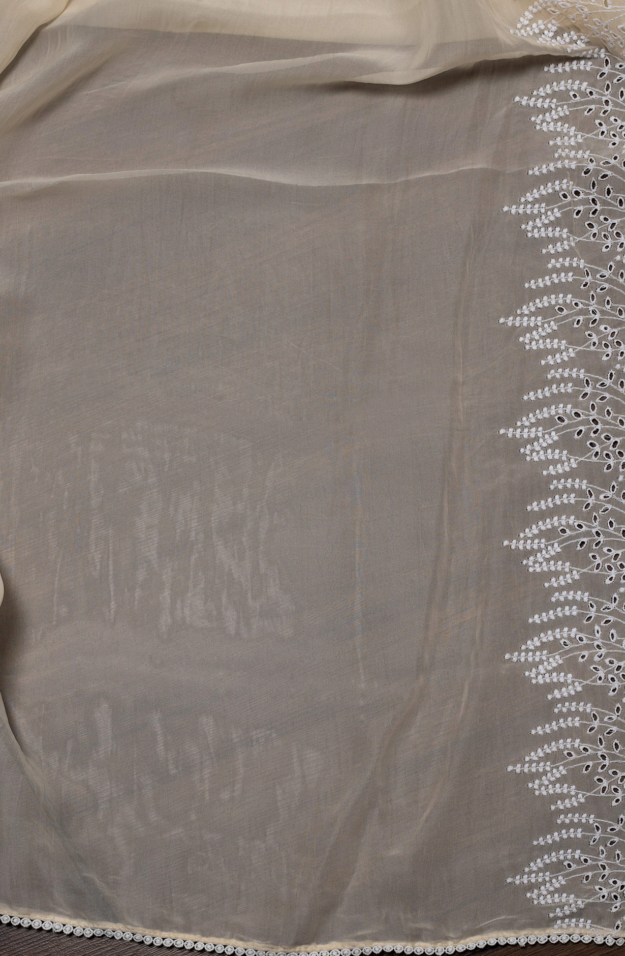 Fawn Linen Beautiful Embroidered Suit with Organza Dupatta - VAR1201C