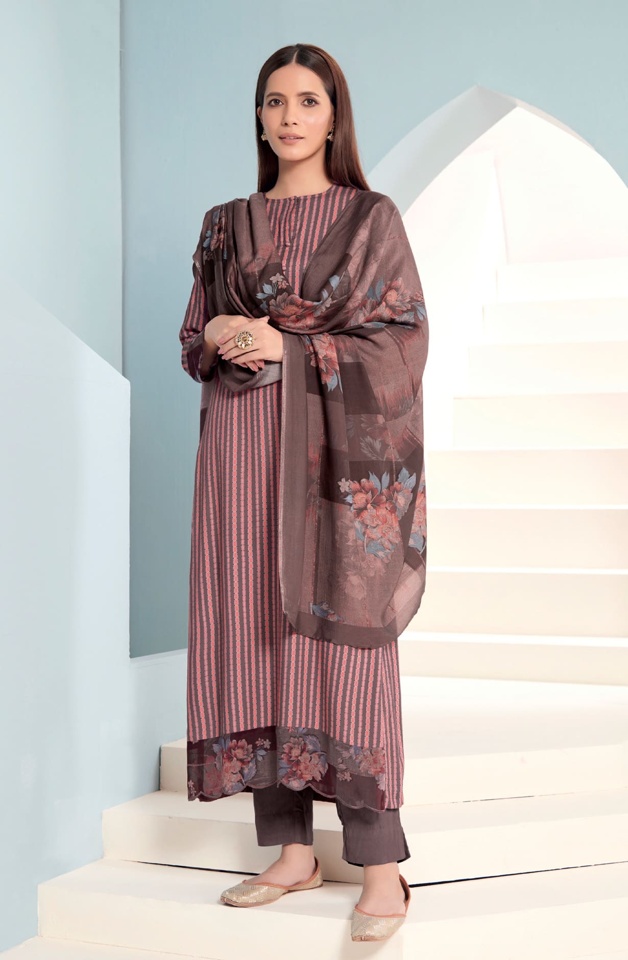 Purple Cotton Digital Printed Salwar Dress Material - LAK5588