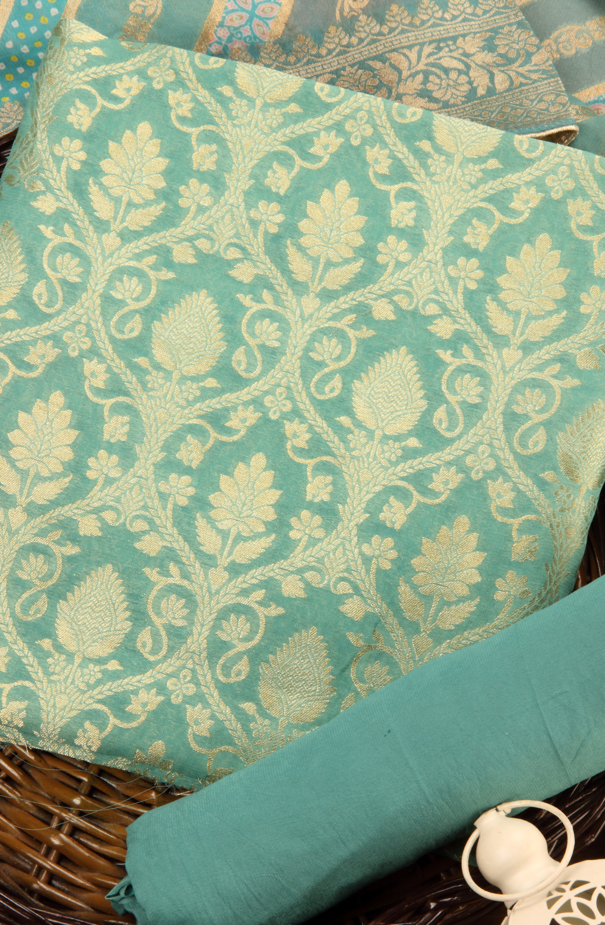 Sea Green Georgette Festive Wear Unstitched Salwar Kameez - 7457-2369