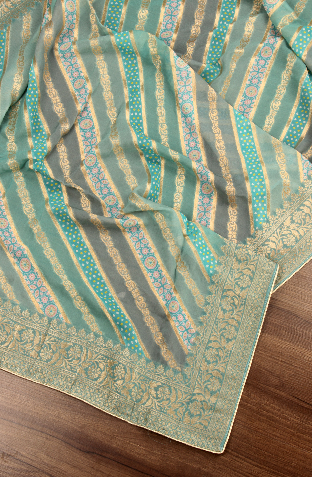 Sea Green Georgette Festive Wear Unstitched Salwar Kameez - 7457-2369