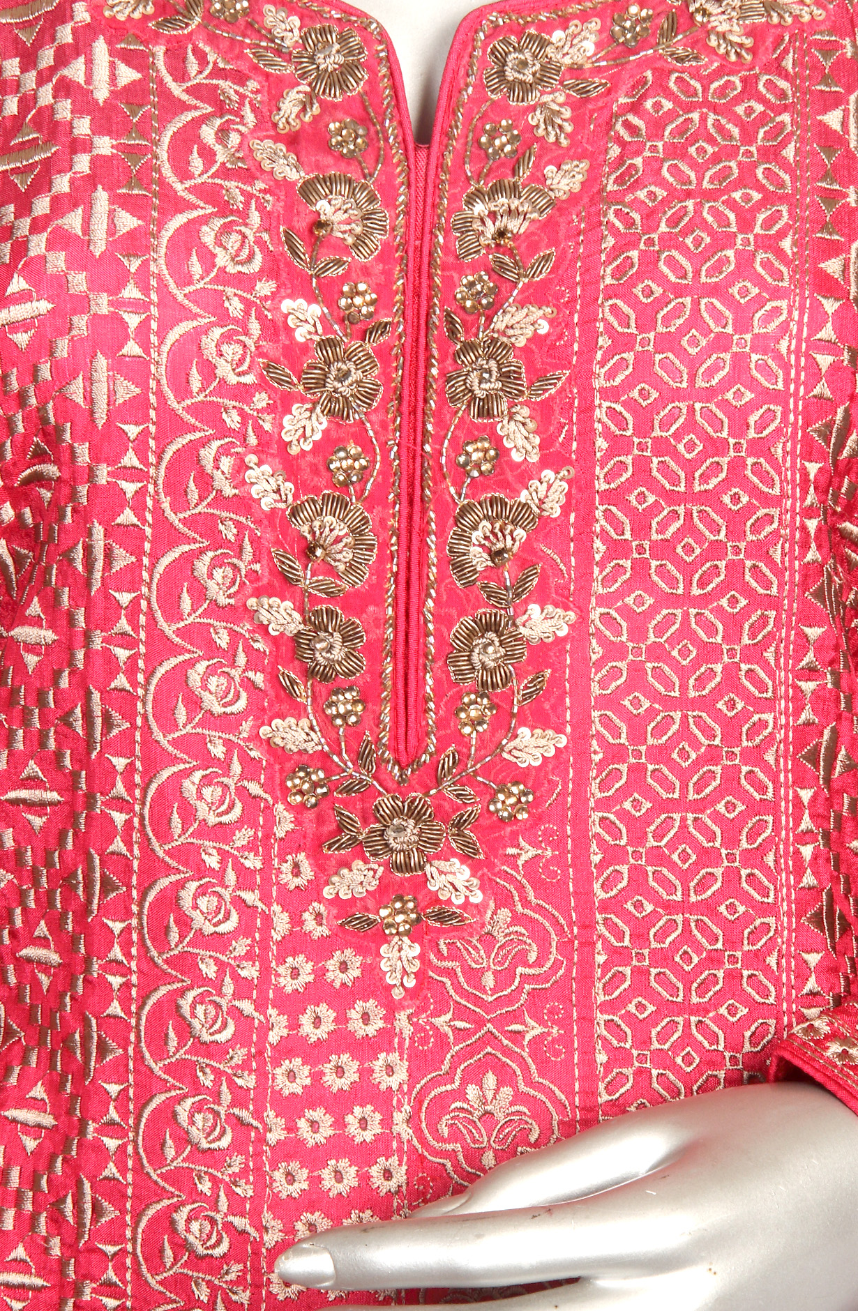 Rani Pink Partywear Embroidered Uppada Silk Semi-stitched Sharara Suit - 752-5417B