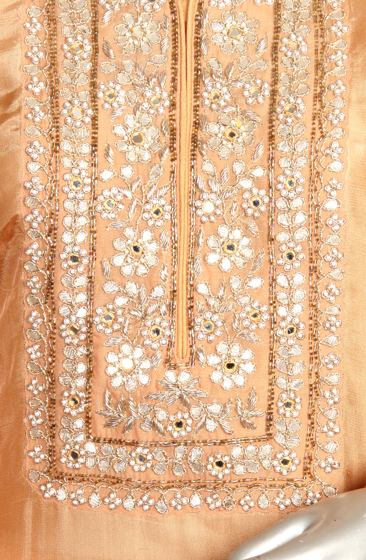 Orange Zari Embroidered Uppda Silk Semi-stitched Palazzo Suit - 752-5660