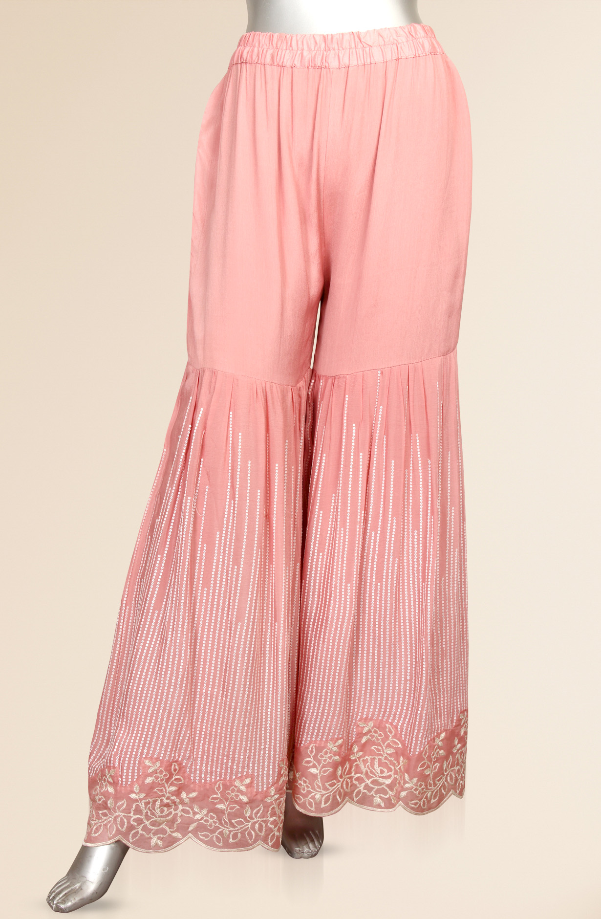 Pink Embroidered Organza Semi-stitched Palazzo Suit - 752-5662A