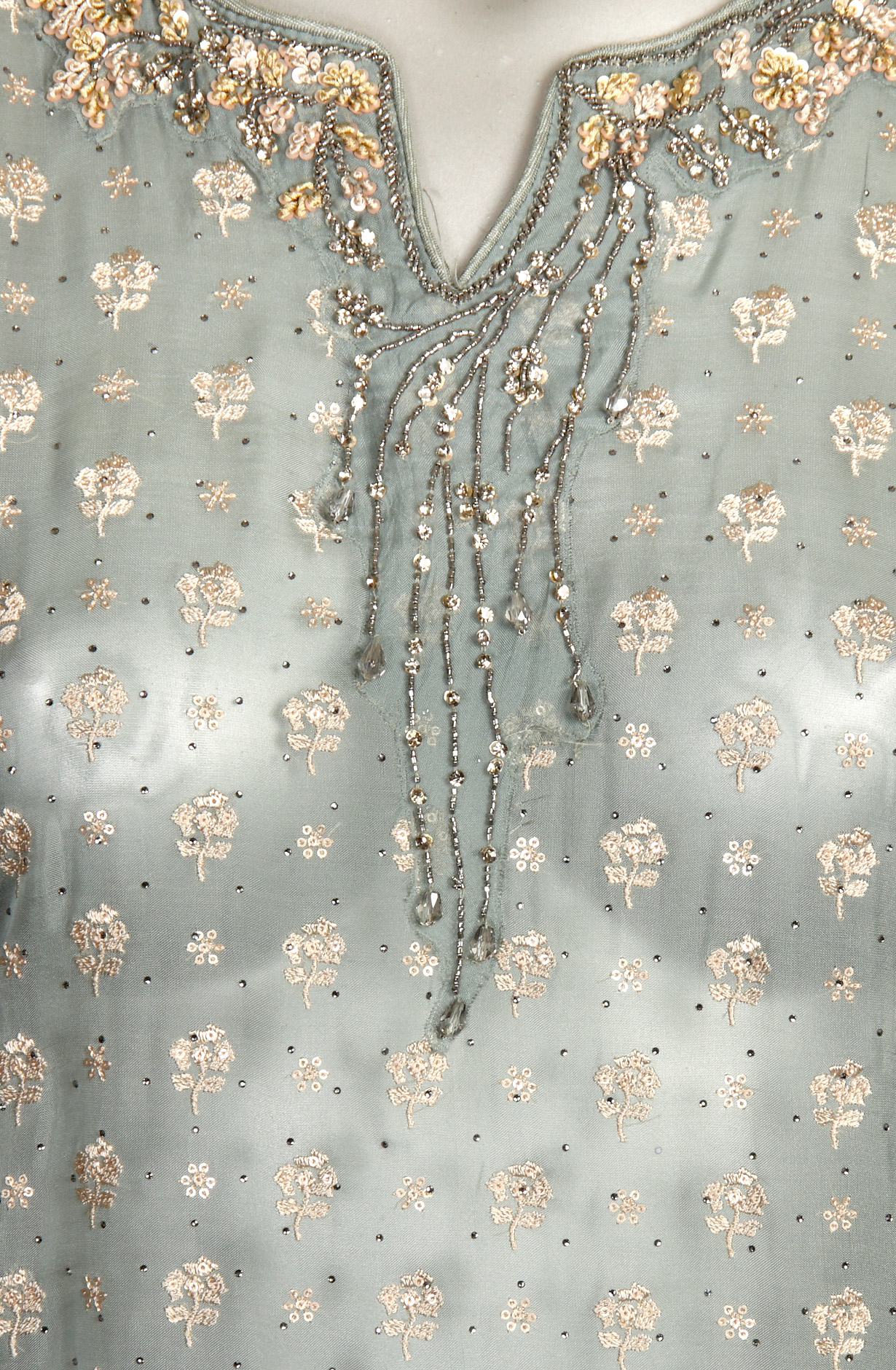 Pastel Green Embroidered Organza Semi-stitched Sharara Suit - 752-5705